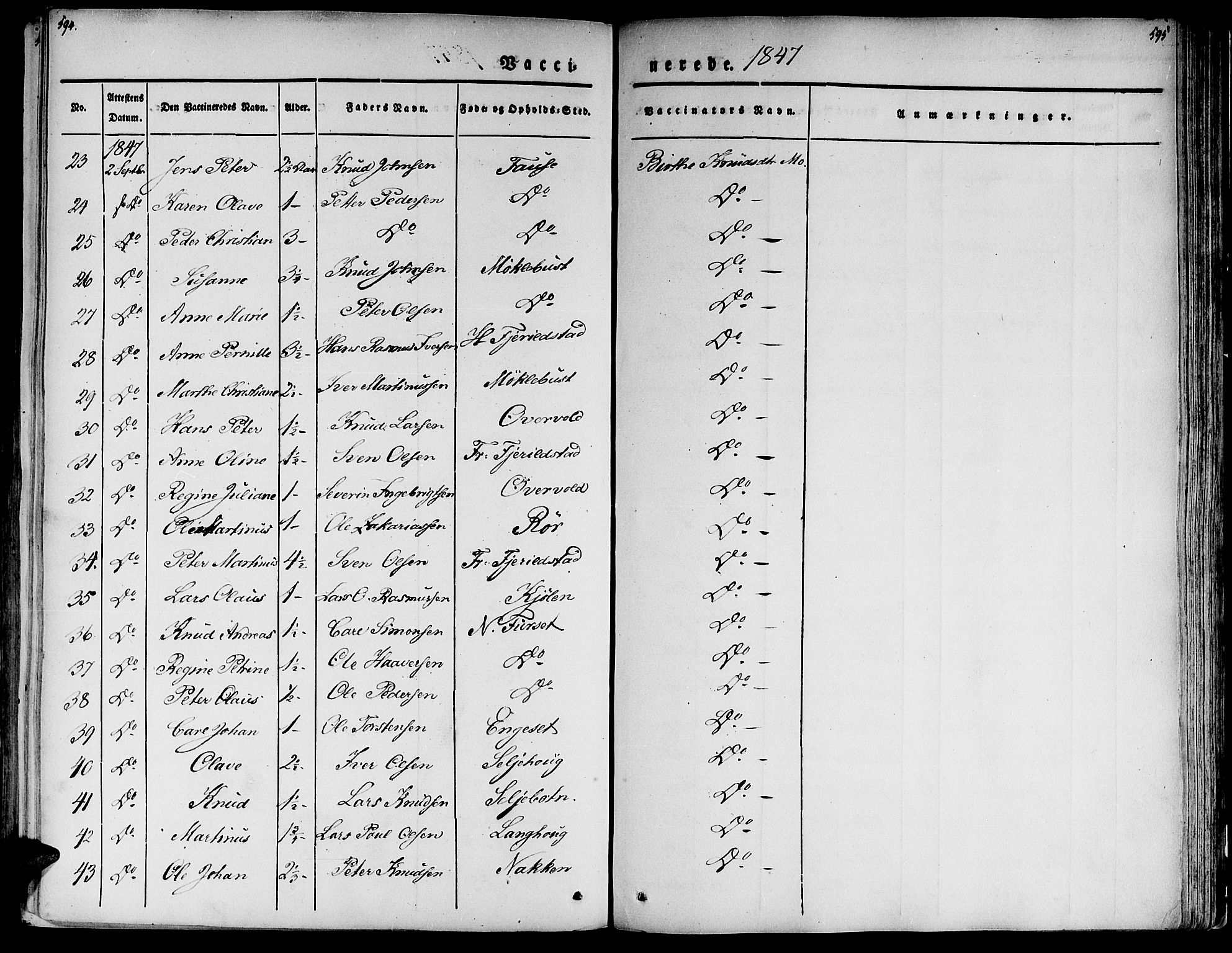 Ministerialprotokoller, klokkerbøker og fødselsregistre - Møre og Romsdal, AV/SAT-A-1454/520/L0274: Ministerialbok nr. 520A04, 1827-1864, s. 594-595