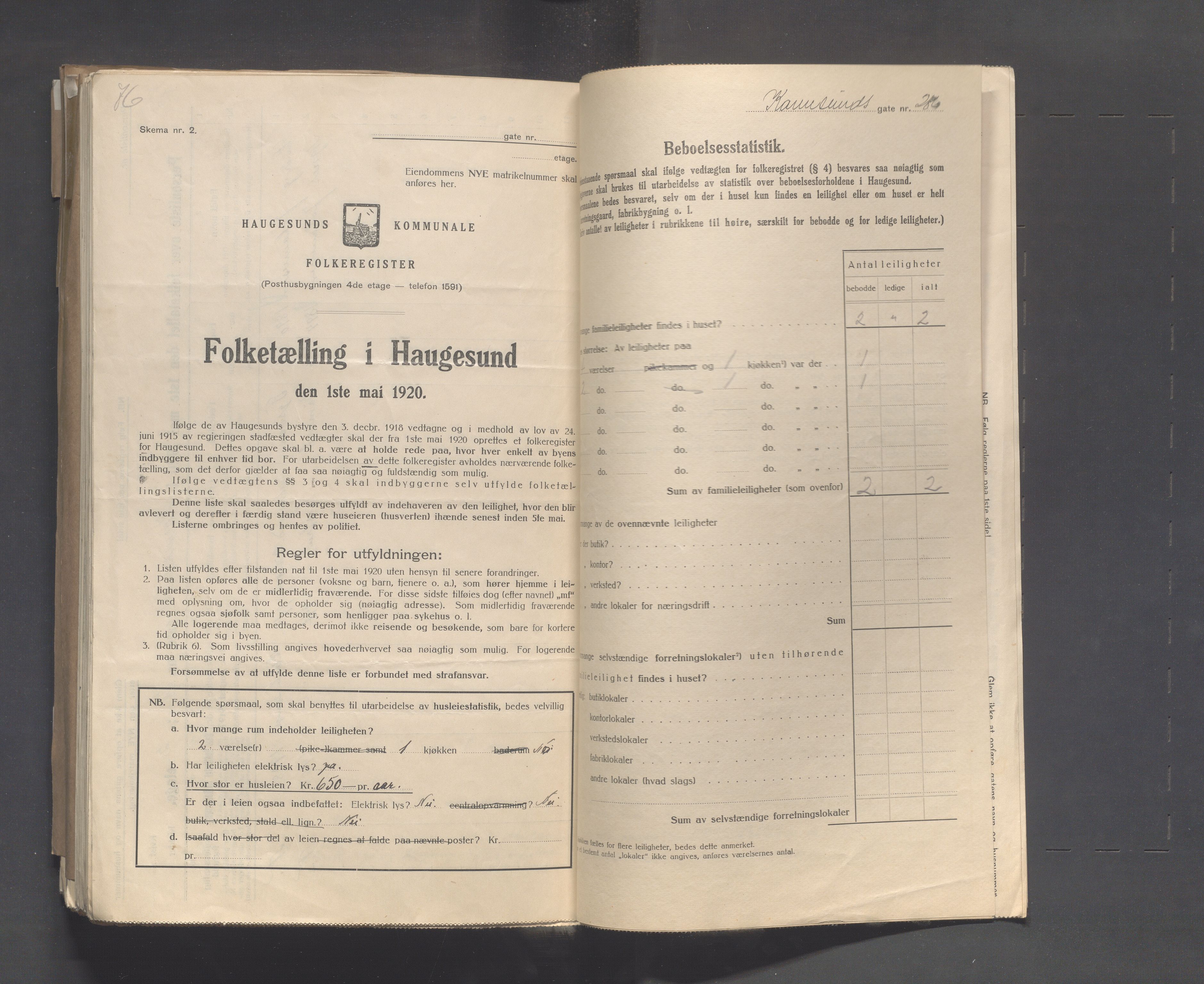 IKAR, Kommunal folketelling 1.5.1920 for Haugesund, 1920, s. 2454