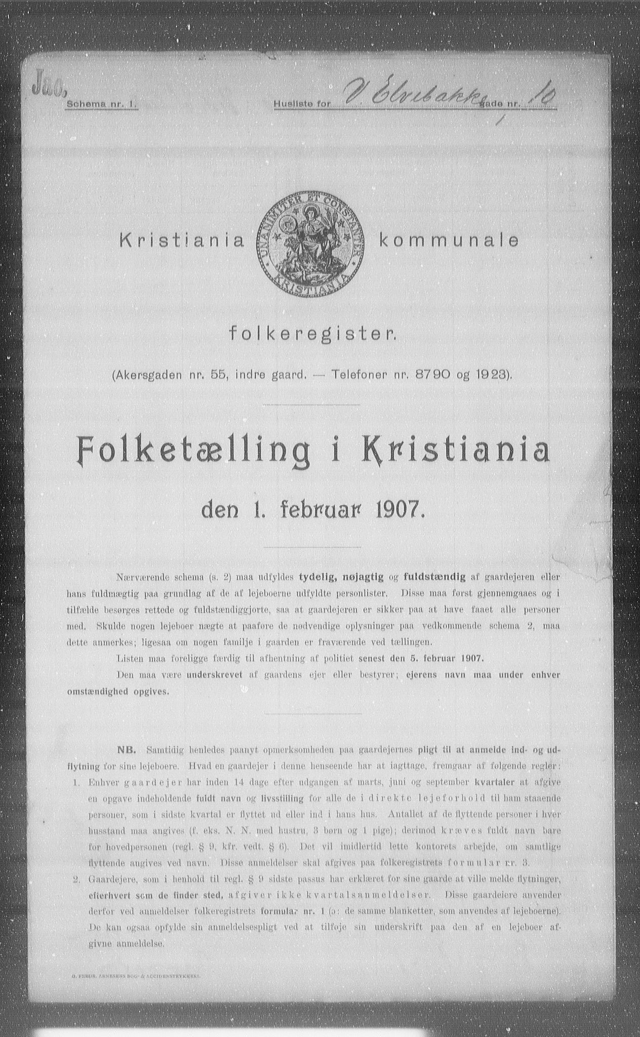 OBA, Kommunal folketelling 1.2.1907 for Kristiania kjøpstad, 1907, s. 62300