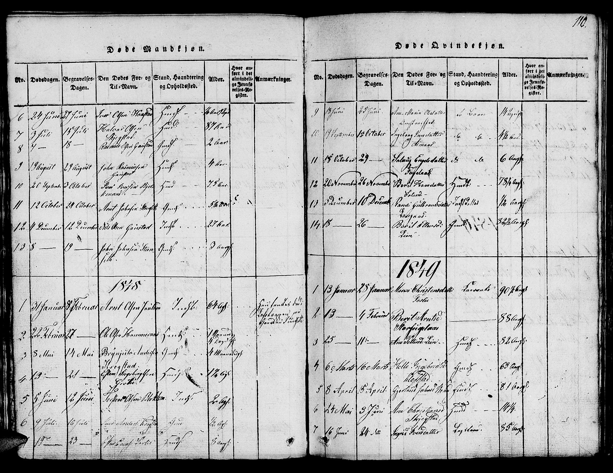 Ministerialprotokoller, klokkerbøker og fødselsregistre - Sør-Trøndelag, SAT/A-1456/694/L1130: Klokkerbok nr. 694C02, 1816-1857, s. 110