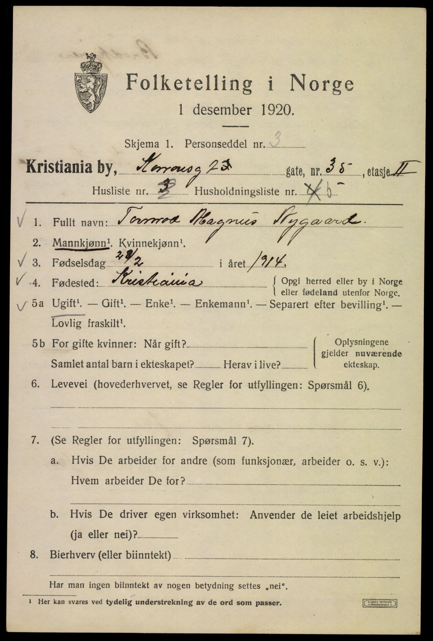 SAO, Folketelling 1920 for 0301 Kristiania kjøpstad, 1920, s. 348771