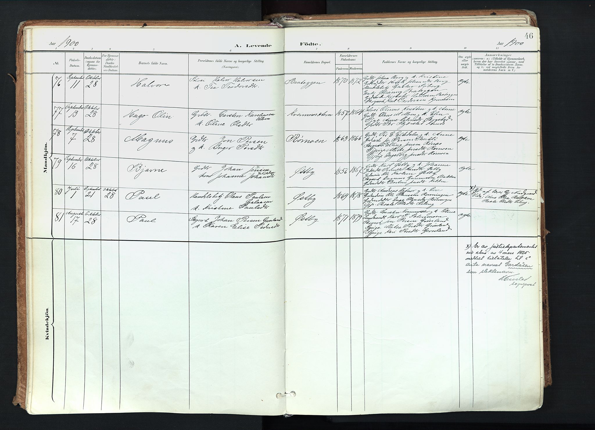 Trysil prestekontor, AV/SAH-PREST-046/H/Ha/Haa/L0012: Ministerialbok nr. 12, 1898-1917, s. 46