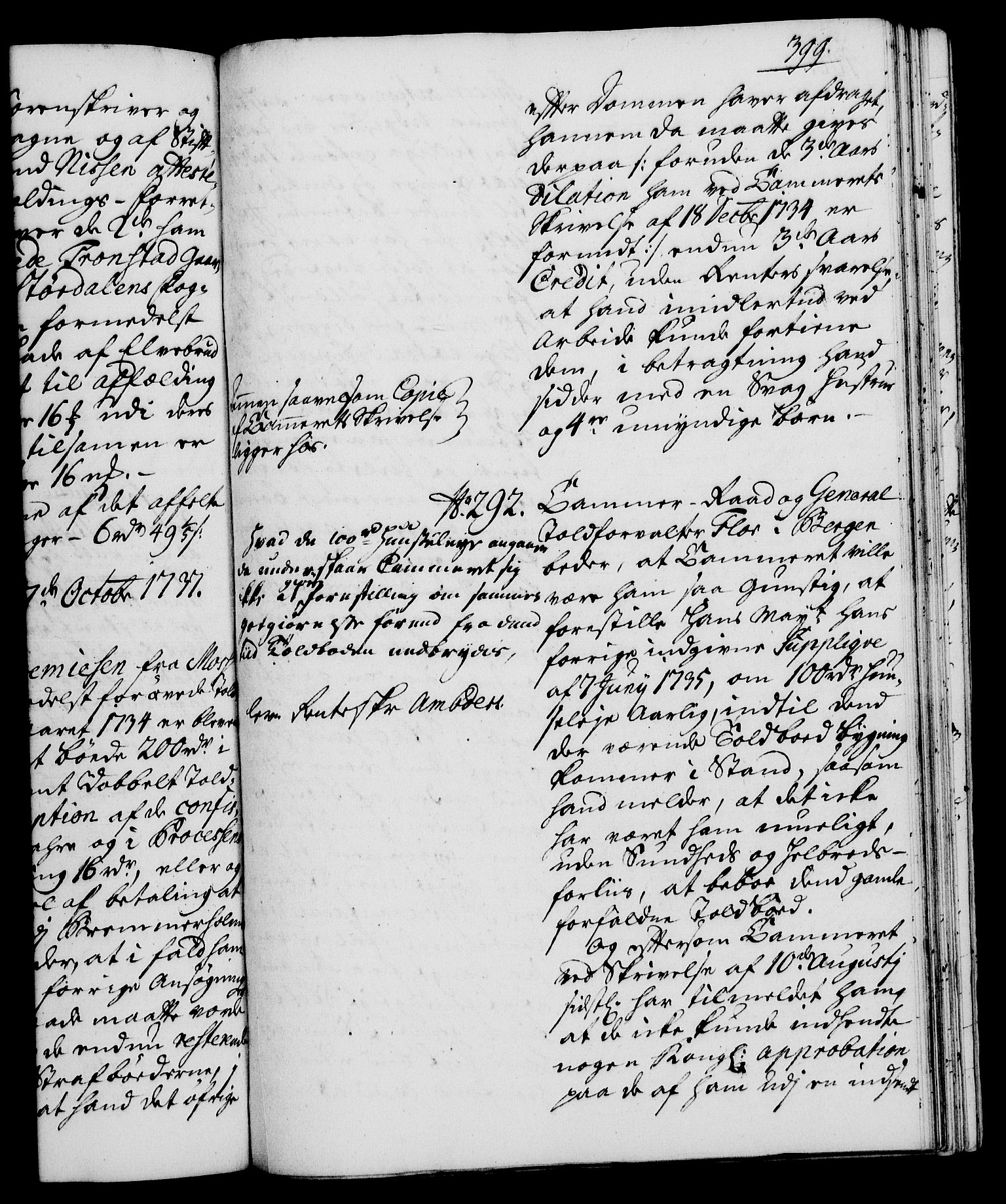Rentekammeret, Kammerkanselliet, AV/RA-EA-3111/G/Gh/Gha/L0019: Norsk ekstraktmemorialprotokoll (merket RK 53.64), 1736-1737, s. 399