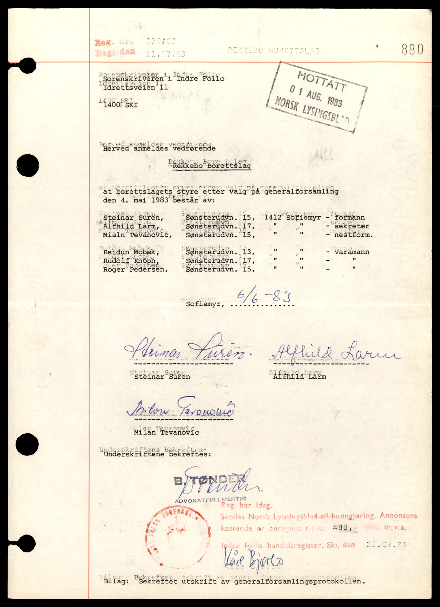 Indre Follo tingrett, SAT/A-10086/K/Kb/Kbb/L0052: Andelslag, Rek - Skogb, 1944-1990, s. 1