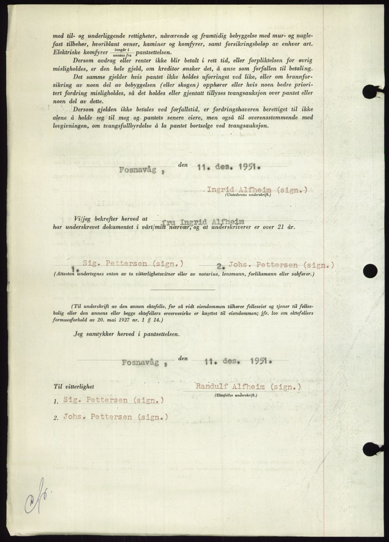 Søre Sunnmøre sorenskriveri, AV/SAT-A-4122/1/2/2C/L0121: Pantebok nr. 9B, 1951-1952, Dagboknr: 2459/1951