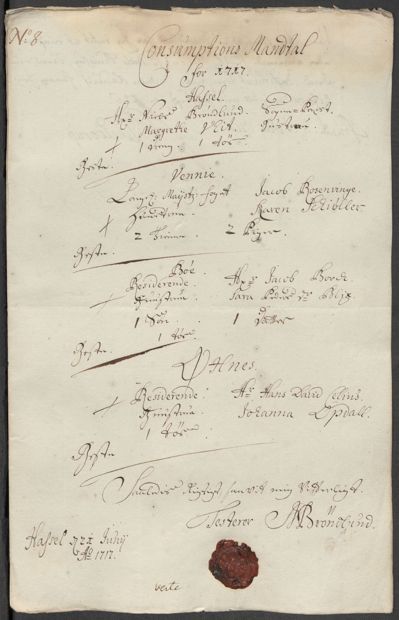 Rentekammeret inntil 1814, Reviderte regnskaper, Fogderegnskap, AV/RA-EA-4092/R67/L4683: Fogderegnskap Vesterålen, Andenes og Lofoten, 1717, s. 90