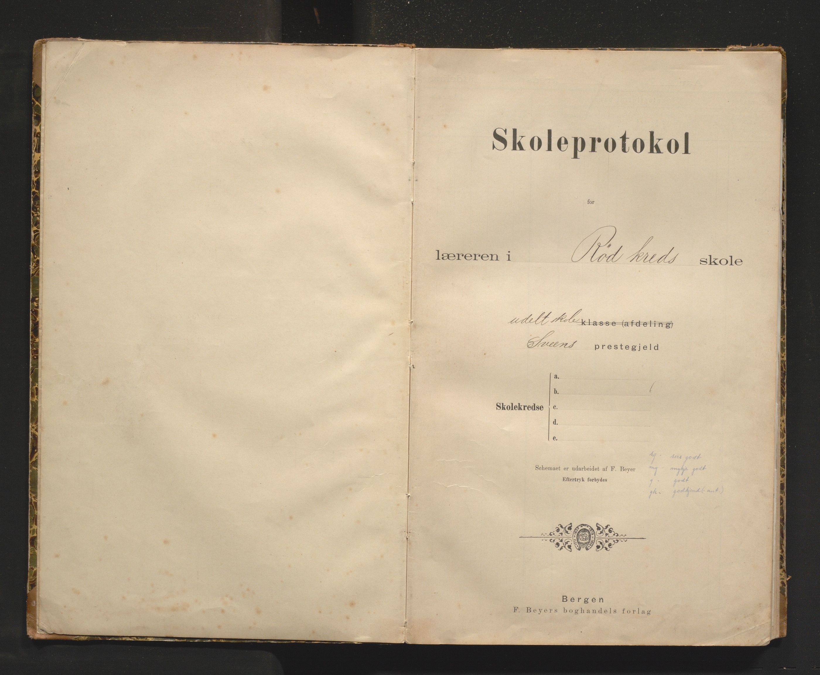 Sveio kommune. Barneskulane, IKAH/1216-231/F/Fa/L0033: Skuleprotokoll for Rød skule, 1900-1968