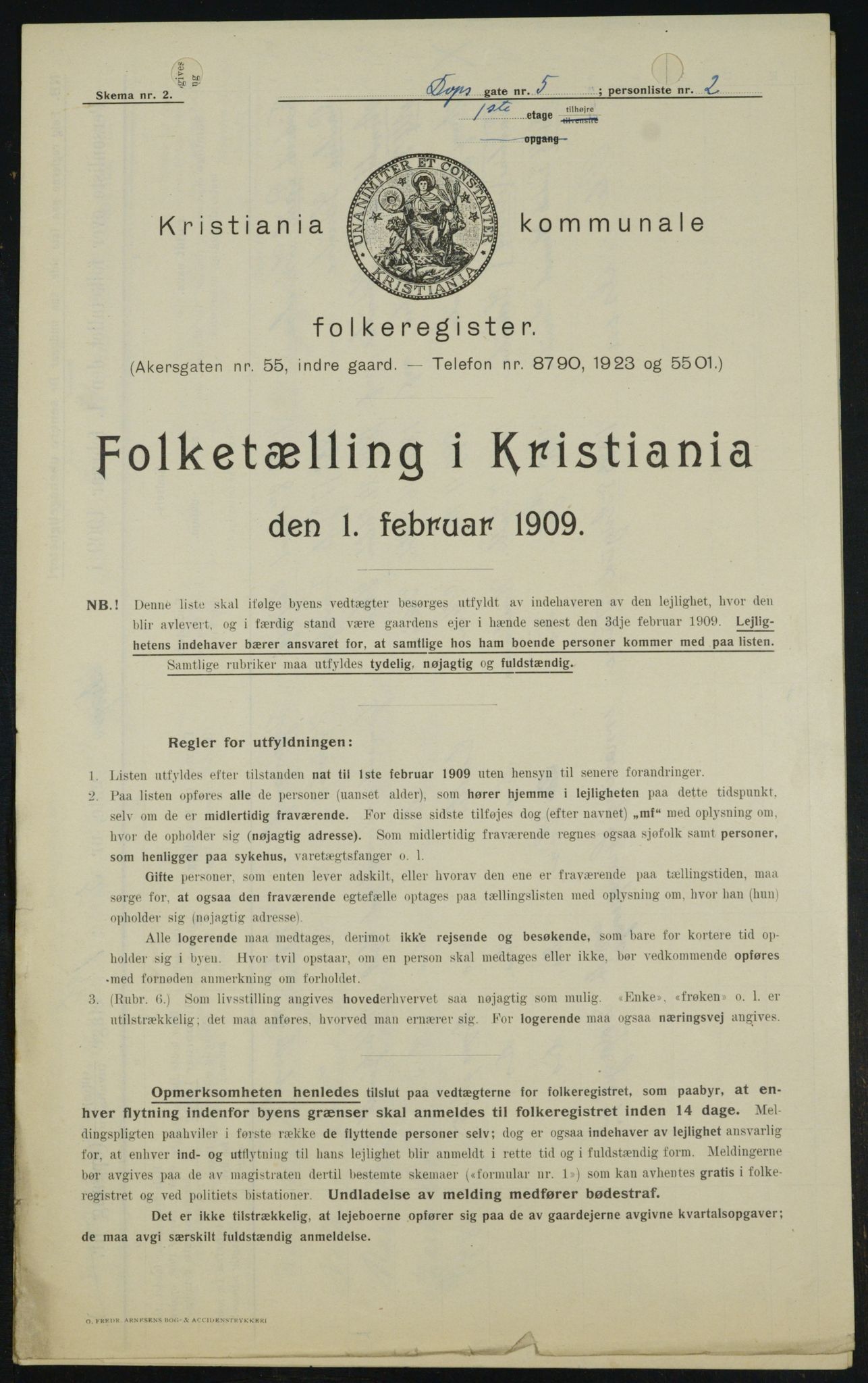 OBA, Kommunal folketelling 1.2.1909 for Kristiania kjøpstad, 1909, s. 14518