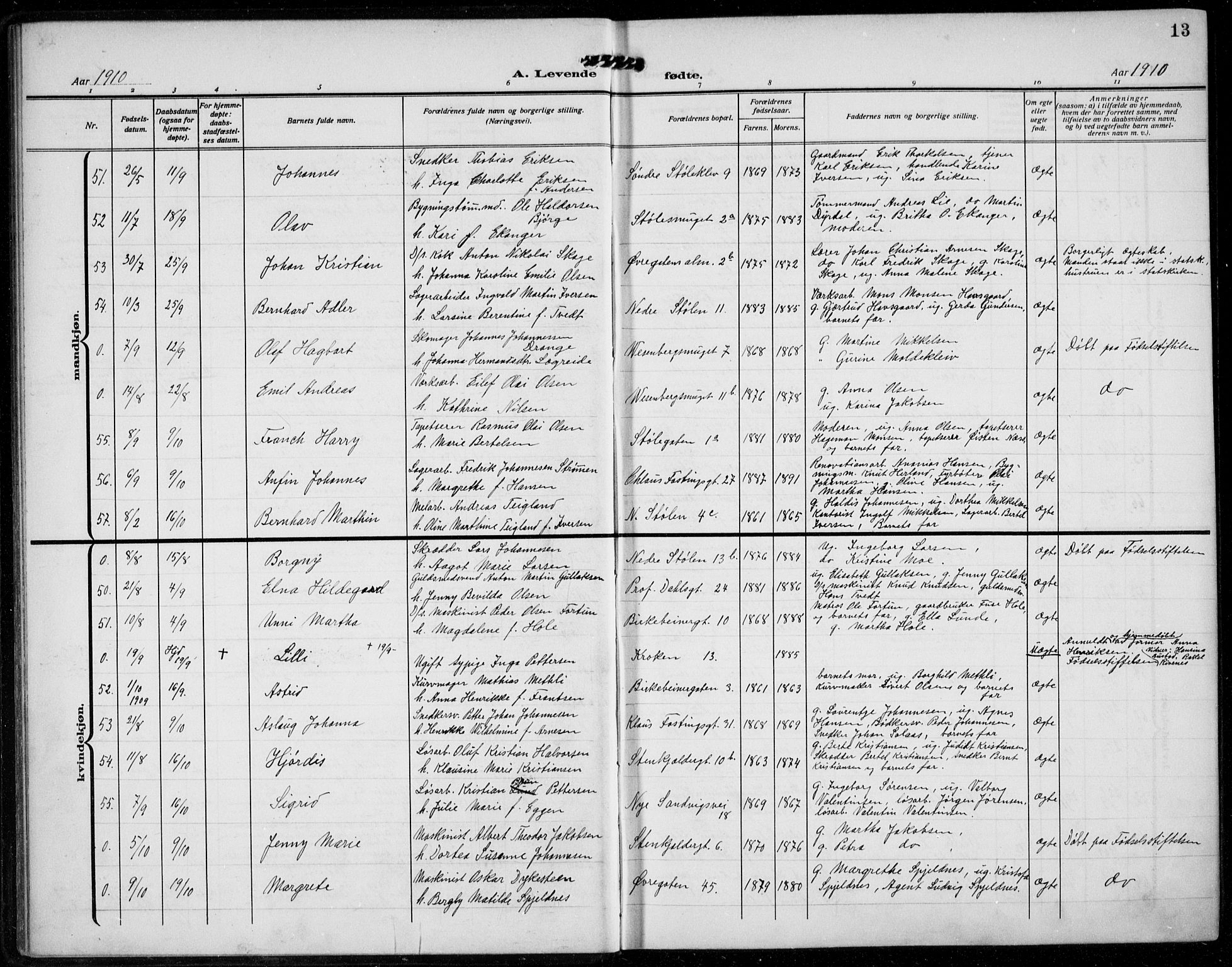 Mariakirken Sokneprestembete, AV/SAB-A-76901/H/Hab/L0006: Klokkerbok nr. A 6, 1909-1939, s. 13