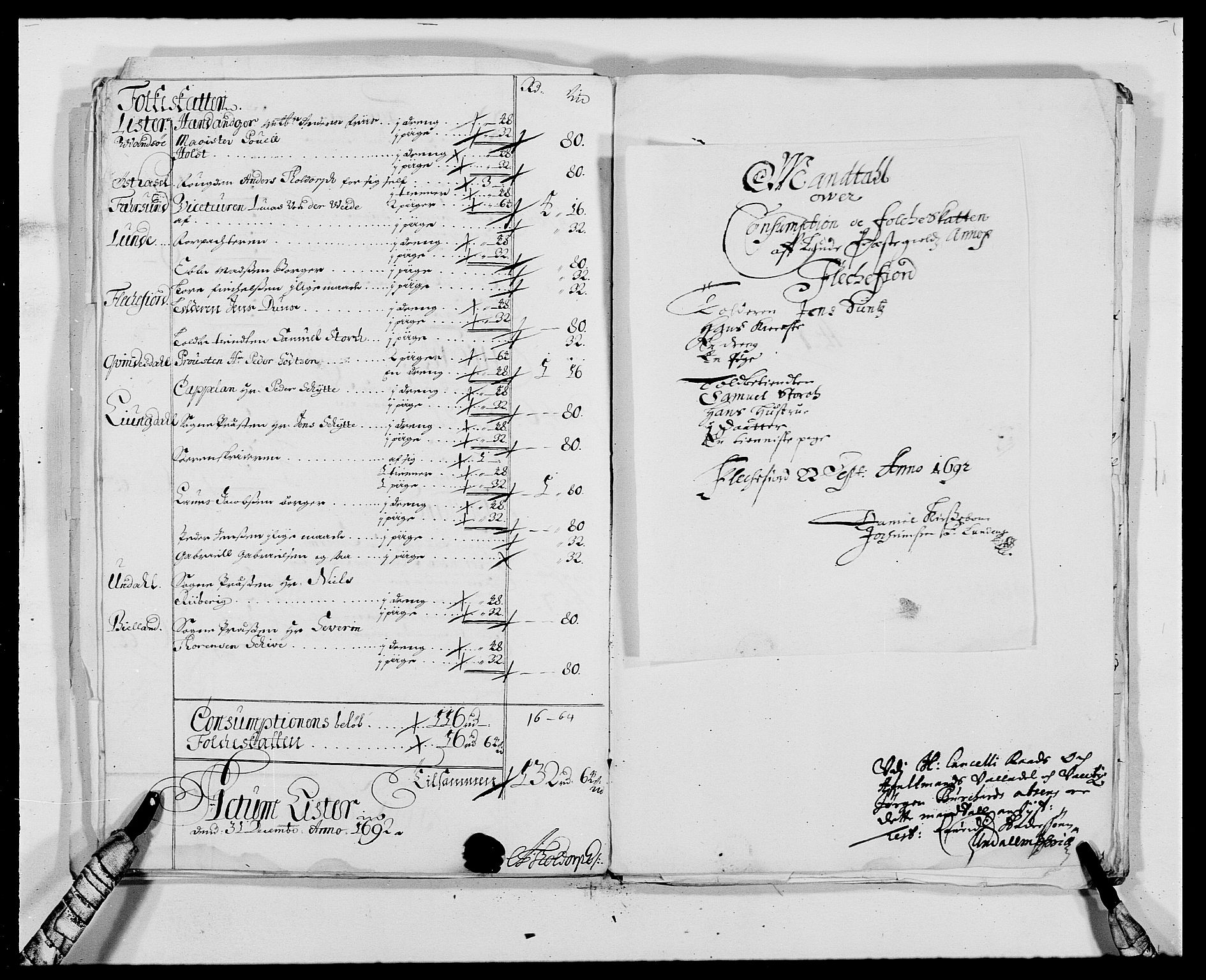 Rentekammeret inntil 1814, Reviderte regnskaper, Fogderegnskap, AV/RA-EA-4092/R41/L2536: Fogderegnskap Lista, 1690-1693, s. 228