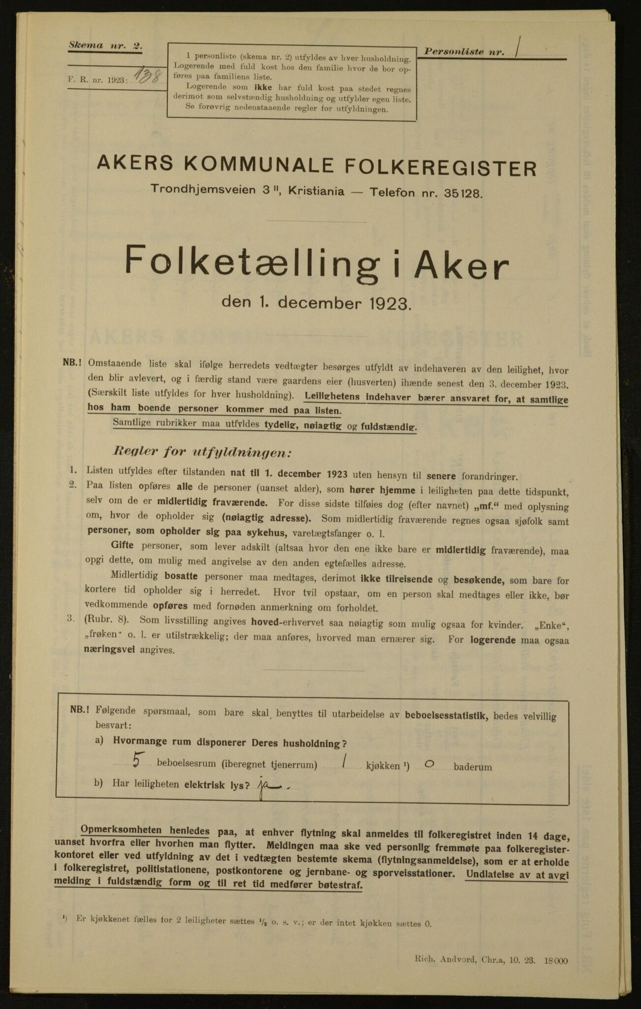 , Kommunal folketelling 1.12.1923 for Aker, 1923, s. 788