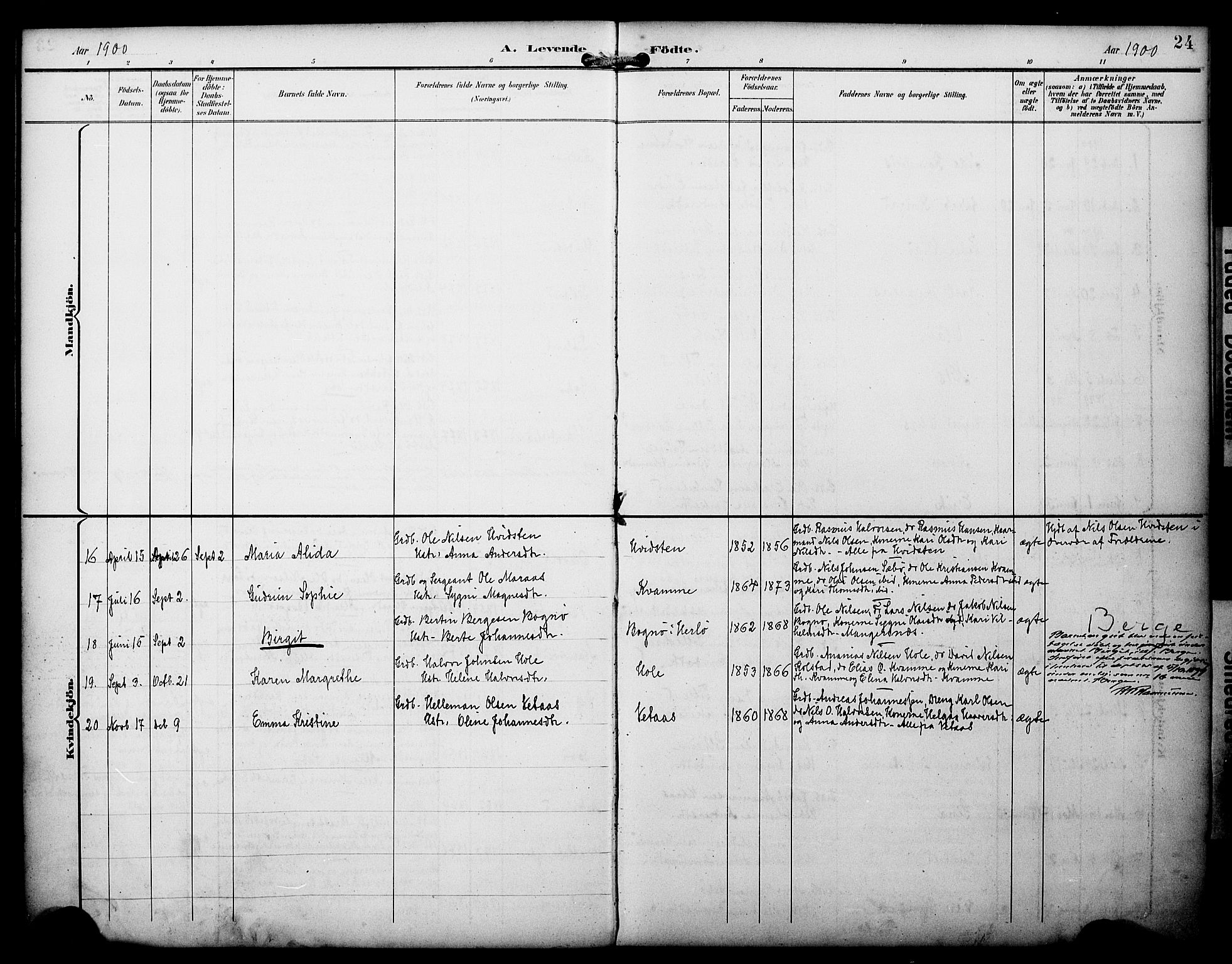 Manger sokneprestembete, AV/SAB-A-76801/H/Haa: Ministerialbok nr. D 2, 1894-1908, s. 24