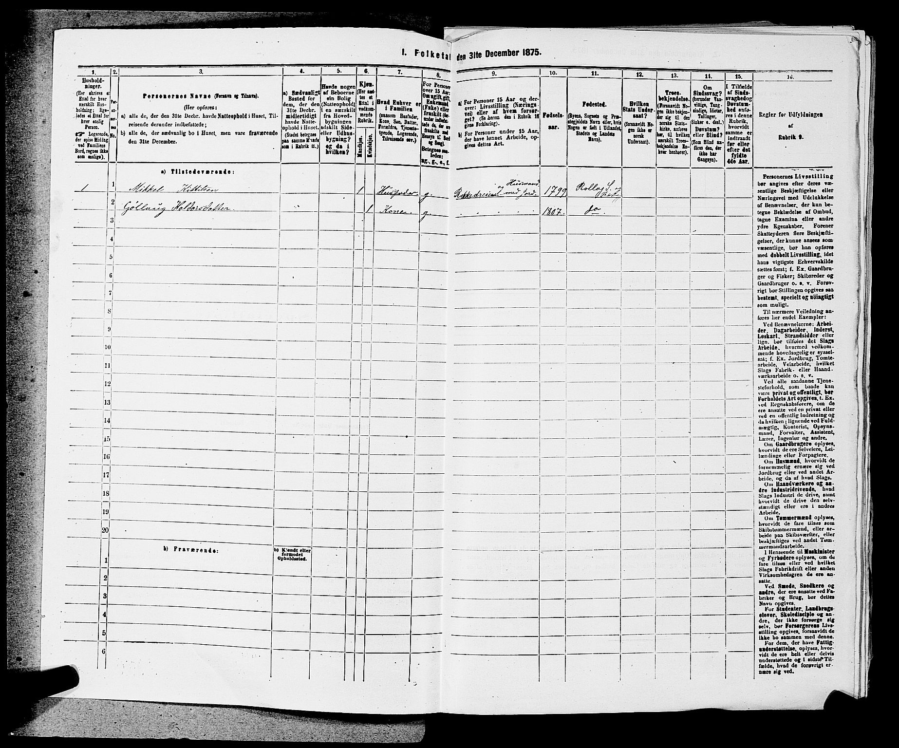 SAKO, Folketelling 1875 for 0632P Rollag prestegjeld, 1875, s. 434