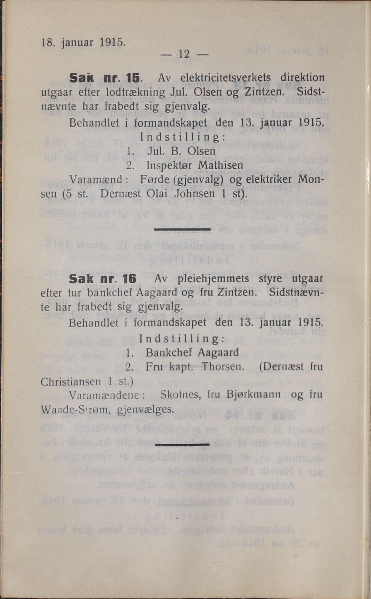 Narvik kommune. Formannskap , AIN/K-18050.150/A/Ab/L0005: Møtebok, 1915