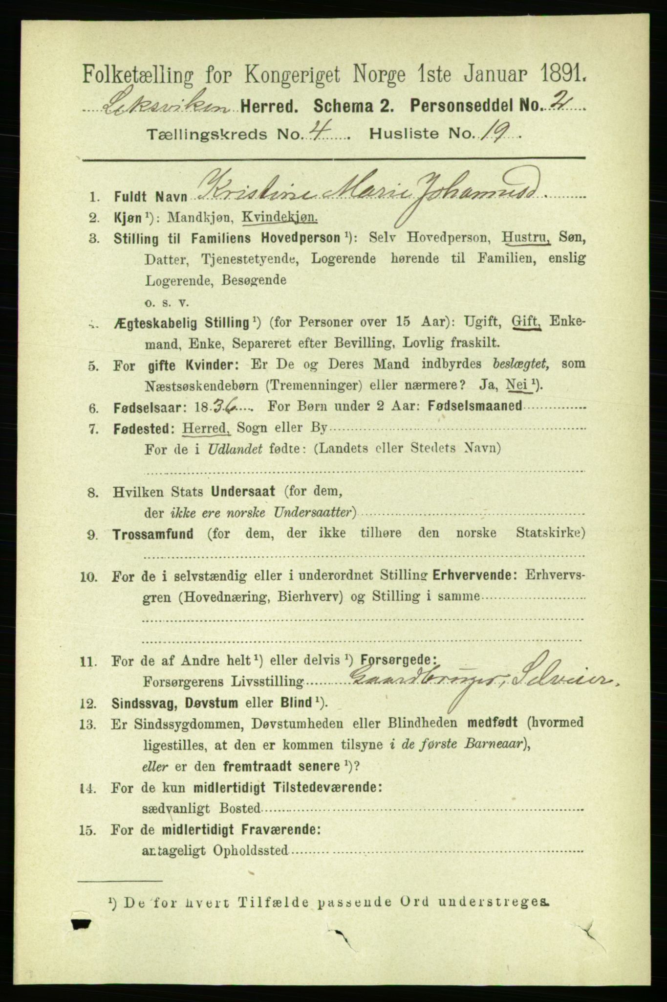 RA, Folketelling 1891 for 1718 Leksvik herred, 1891, s. 2030