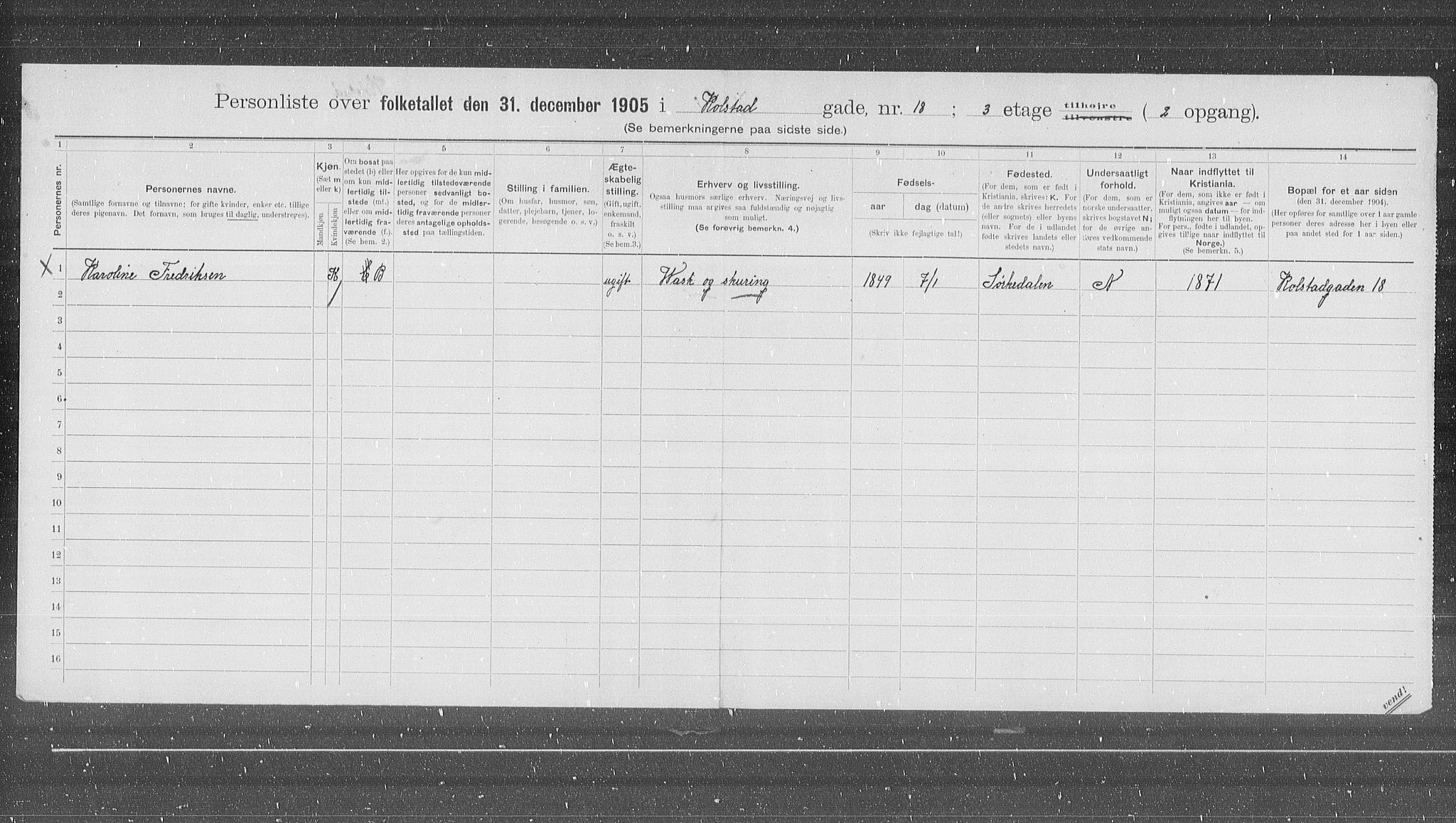 OBA, Kommunal folketelling 31.12.1905 for Kristiania kjøpstad, 1905, s. 27609