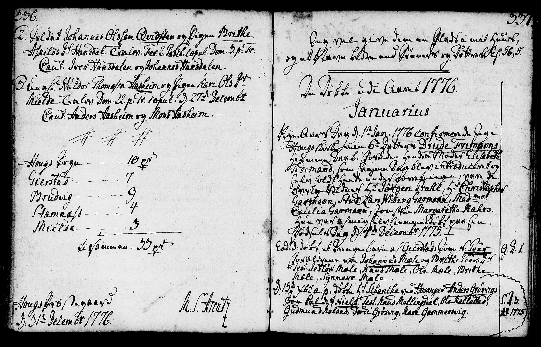 Haus sokneprestembete, SAB/A-75601/H/Haa: Ministerialbok nr. A 9, 1767-1781, s. 336-337