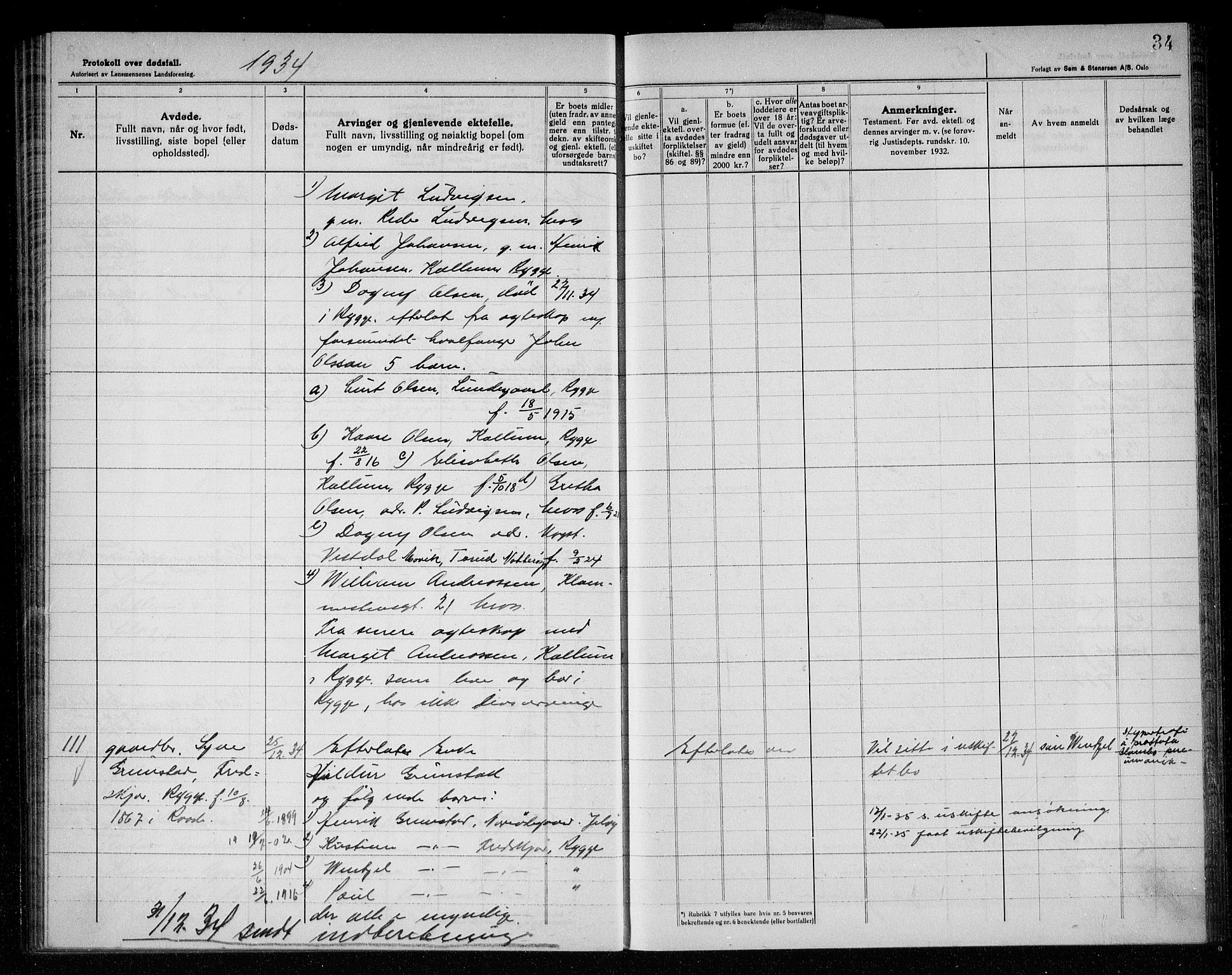 Rygge lensmannskontor, AV/SAO-A-10005/H/Ha/Haa/L0010: Dødsfallsprotokoll, 1933-1937, s. 34