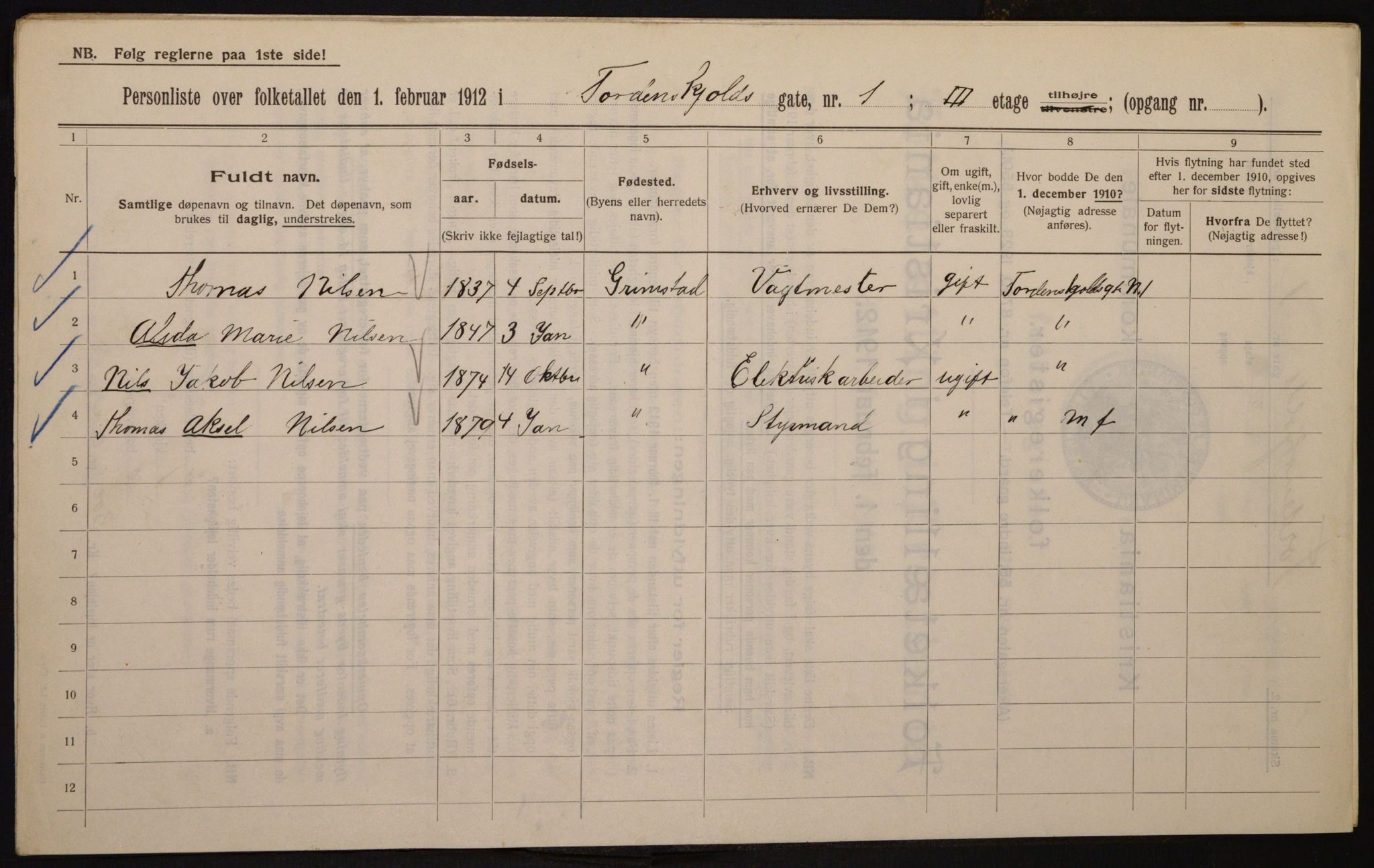 OBA, Kommunal folketelling 1.2.1912 for Kristiania, 1912, s. 113695