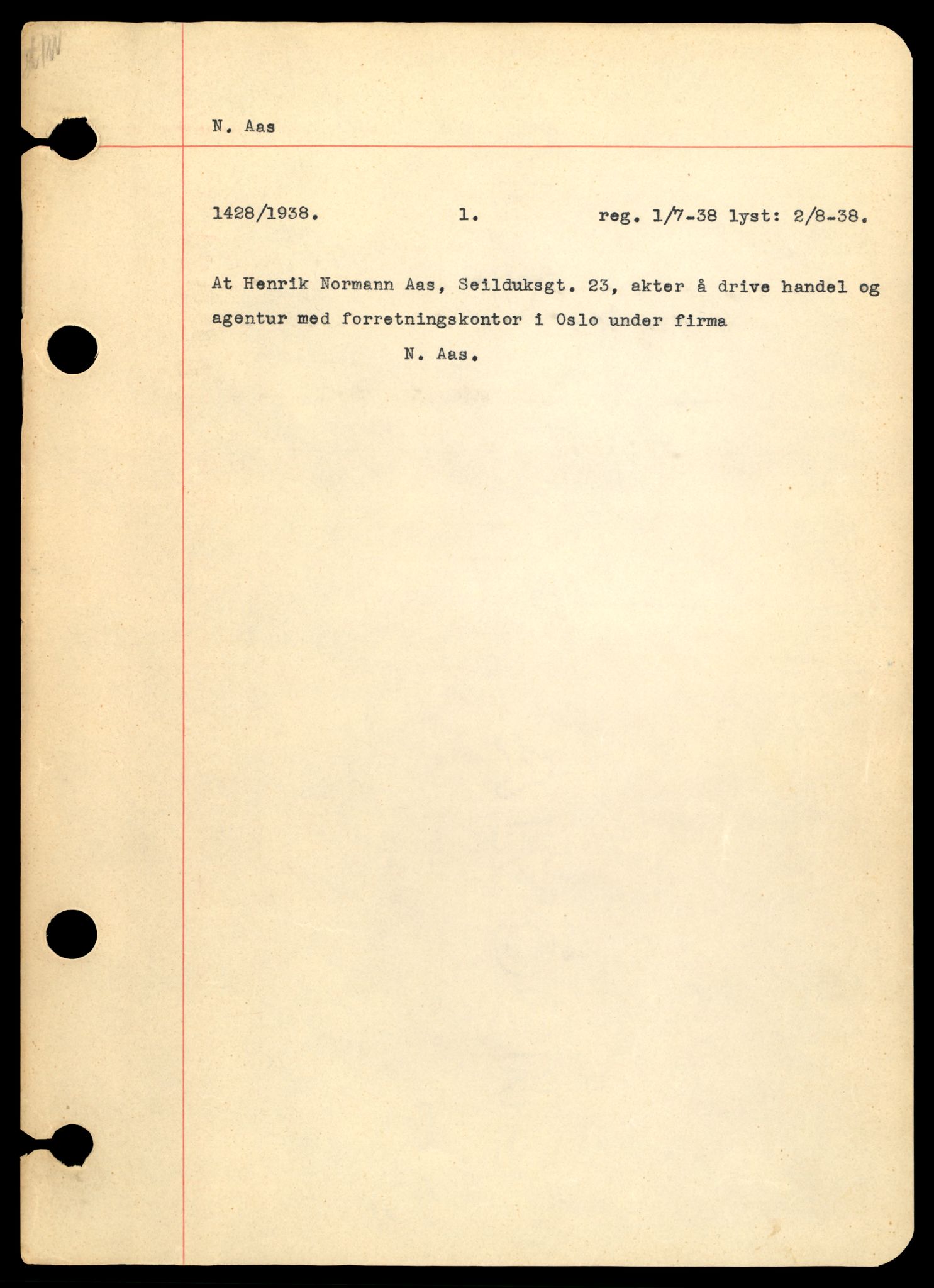 Oslo byfogd, Handelsregisteret, AV/SAT-A-10867/G/Gb/Gba/L0027: Enkeltmannsforetak, Na-Norg, 1944-1990