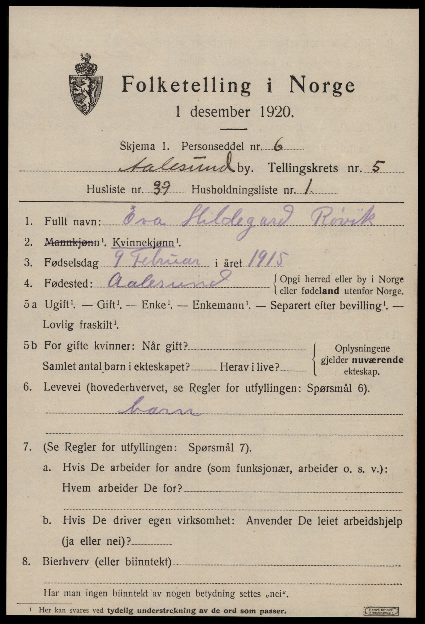 SAT, Folketelling 1920 for 1501 Ålesund kjøpstad, 1920, s. 17574
