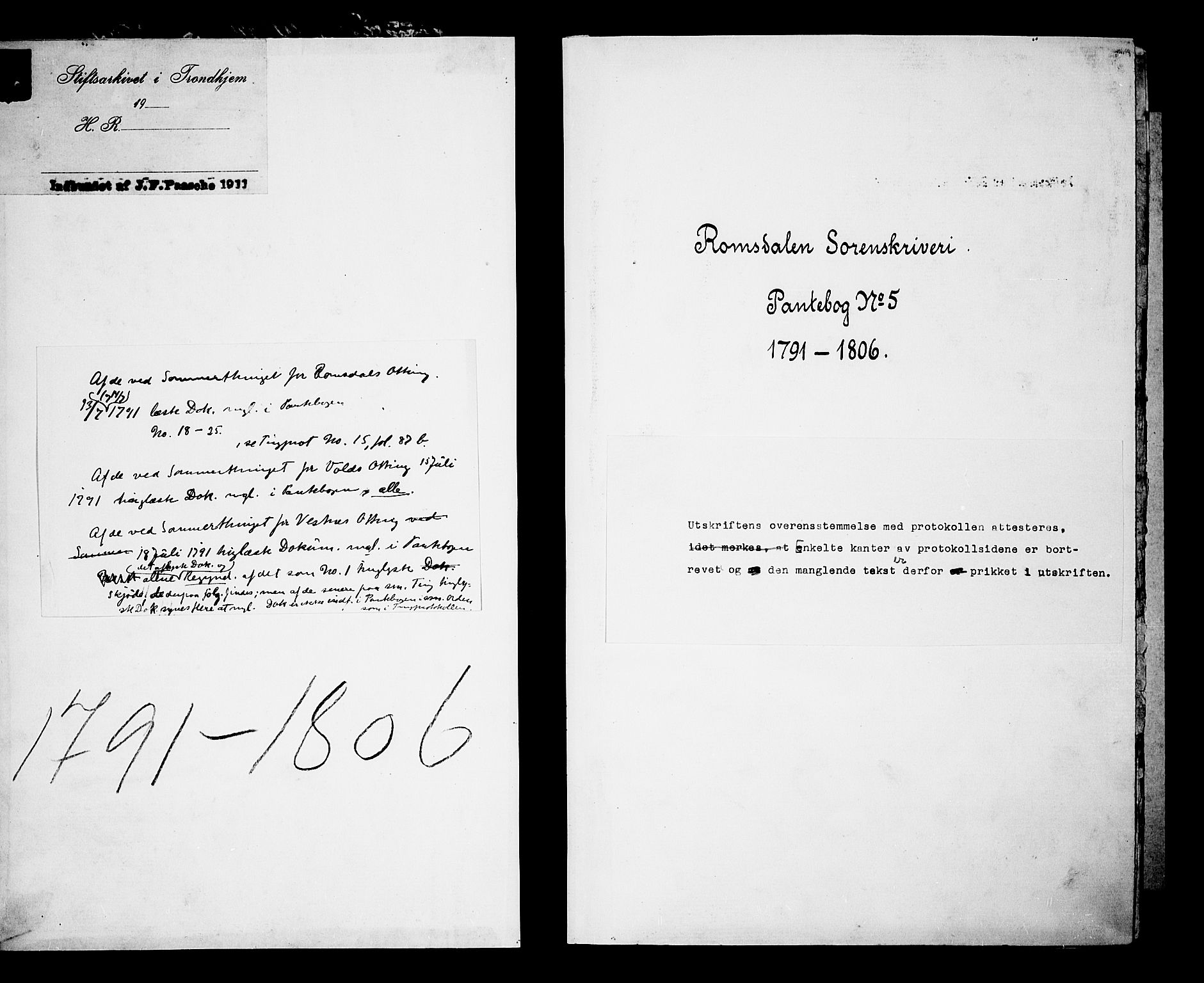 Romsdal sorenskriveri, SAT/A-4149/1/2/2C/L0006: Pantebok nr. 5 I-II, 1791-1806