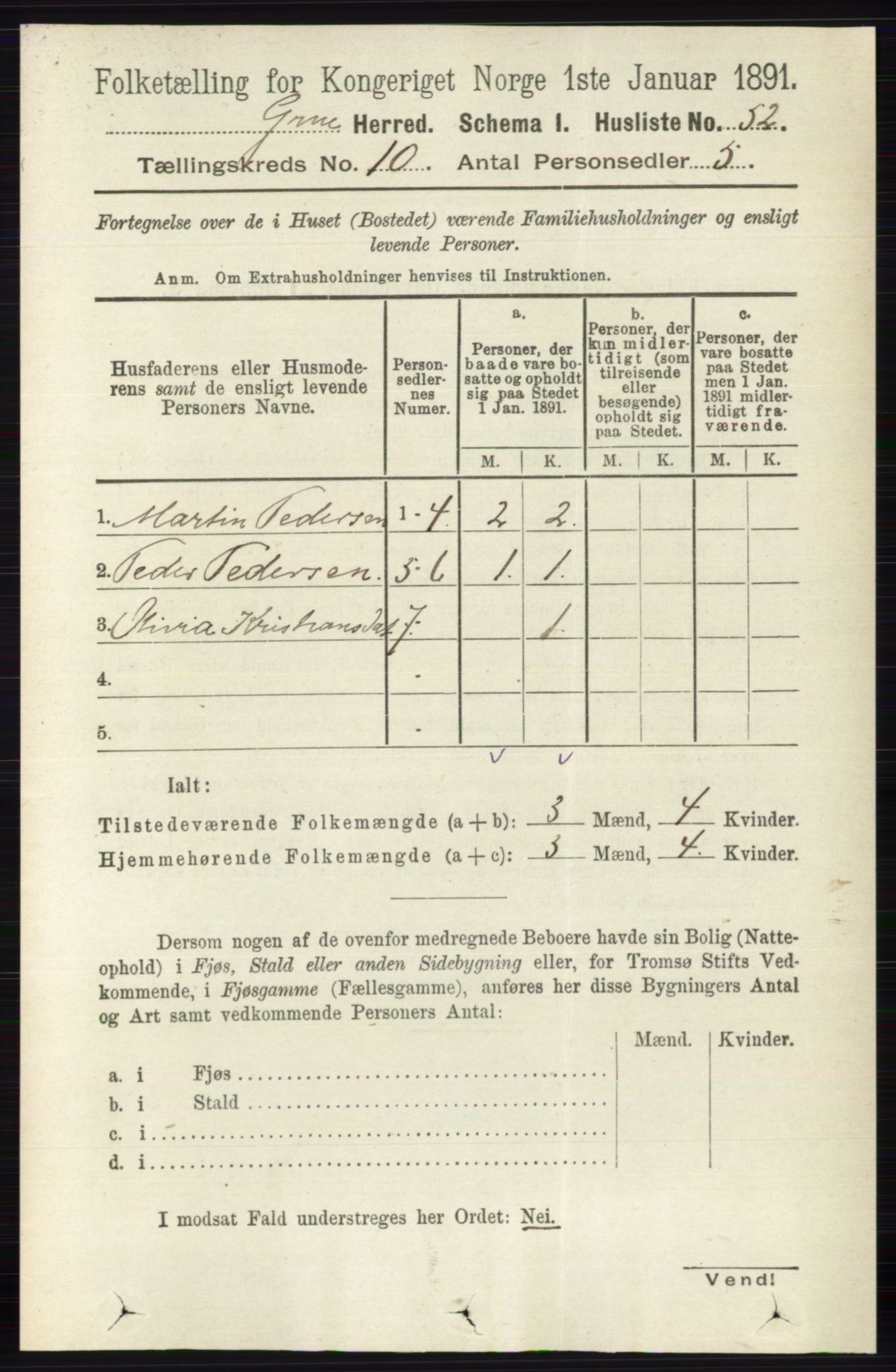 RA, Folketelling 1891 for 0423 Grue herred, 1891, s. 5343