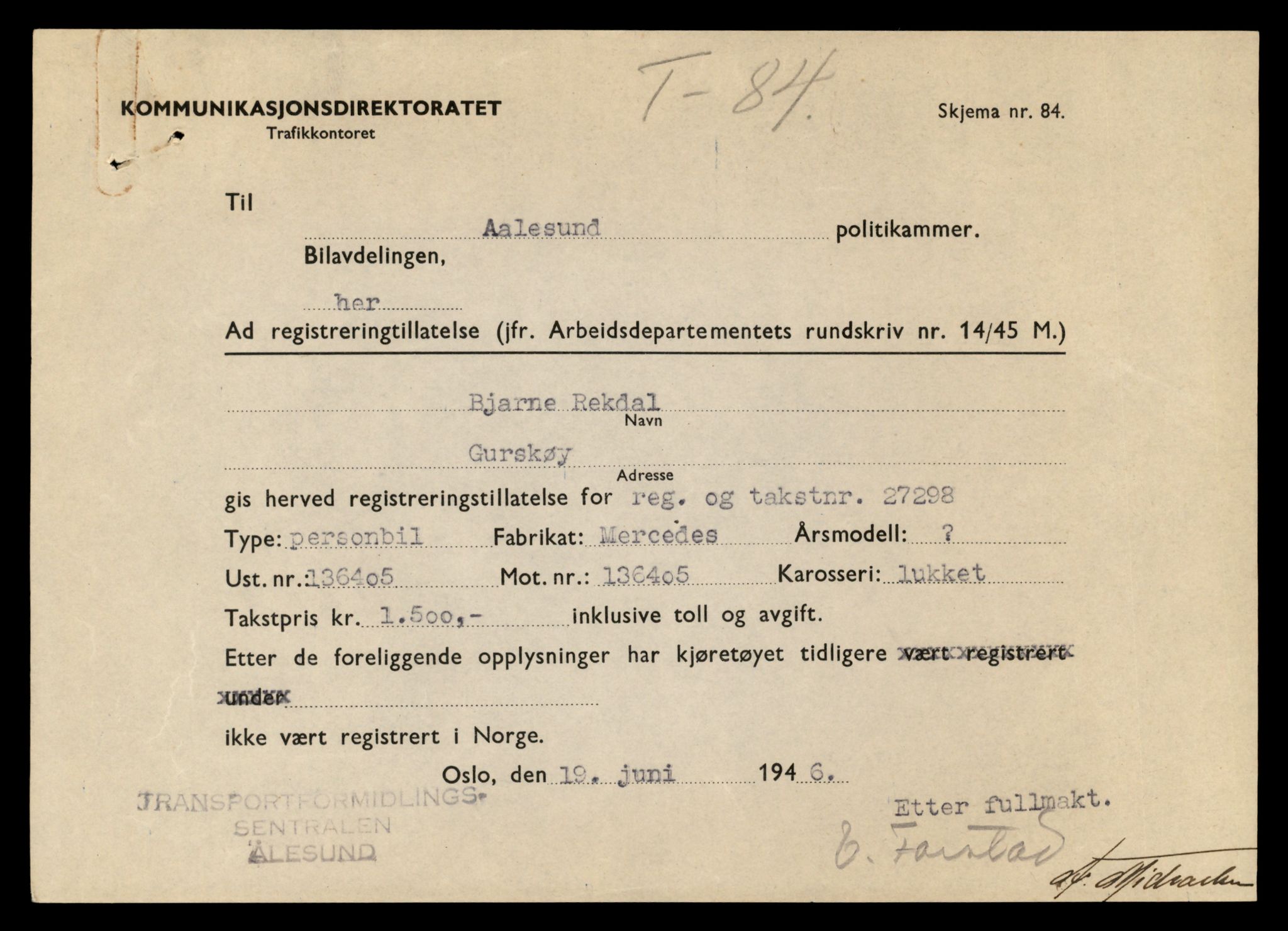 Møre og Romsdal vegkontor - Ålesund trafikkstasjon, AV/SAT-A-4099/F/Fe/L0024: Registreringskort for kjøretøy T 10810 - T 10930, 1927-1998, s. 2940