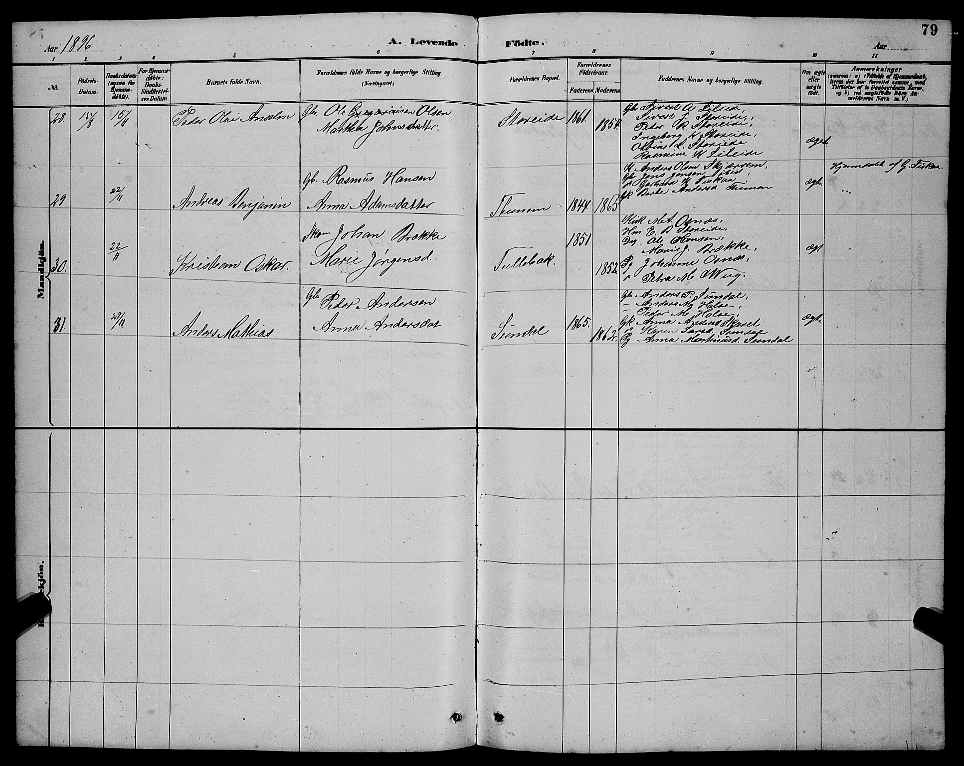 Ministerialprotokoller, klokkerbøker og fødselsregistre - Møre og Romsdal, AV/SAT-A-1454/501/L0017: Klokkerbok nr. 501C03, 1885-1901, s. 79