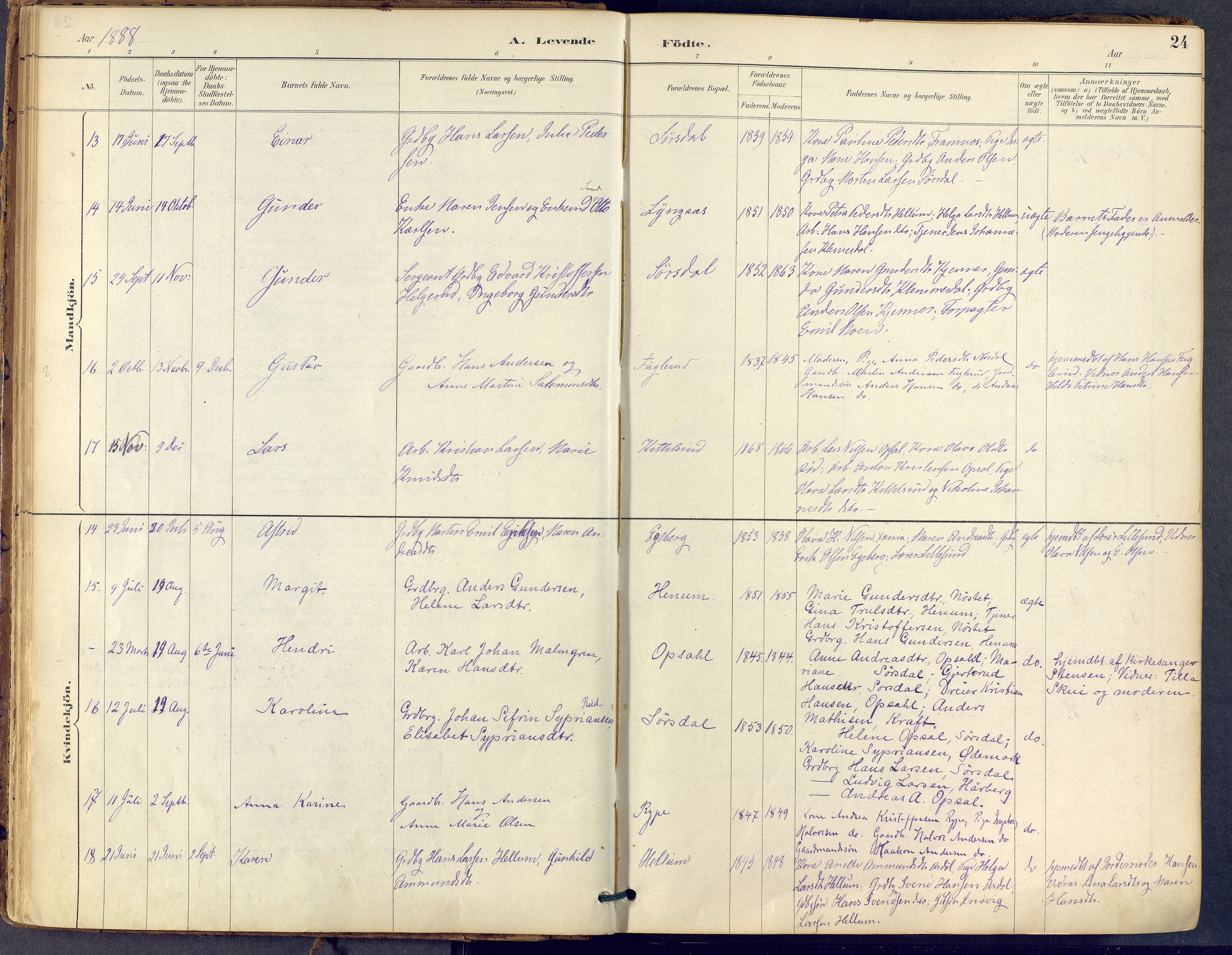 Lier kirkebøker, AV/SAKO-A-230/F/Fb/L0001: Ministerialbok nr. II 1, 1883-1910, s. 24