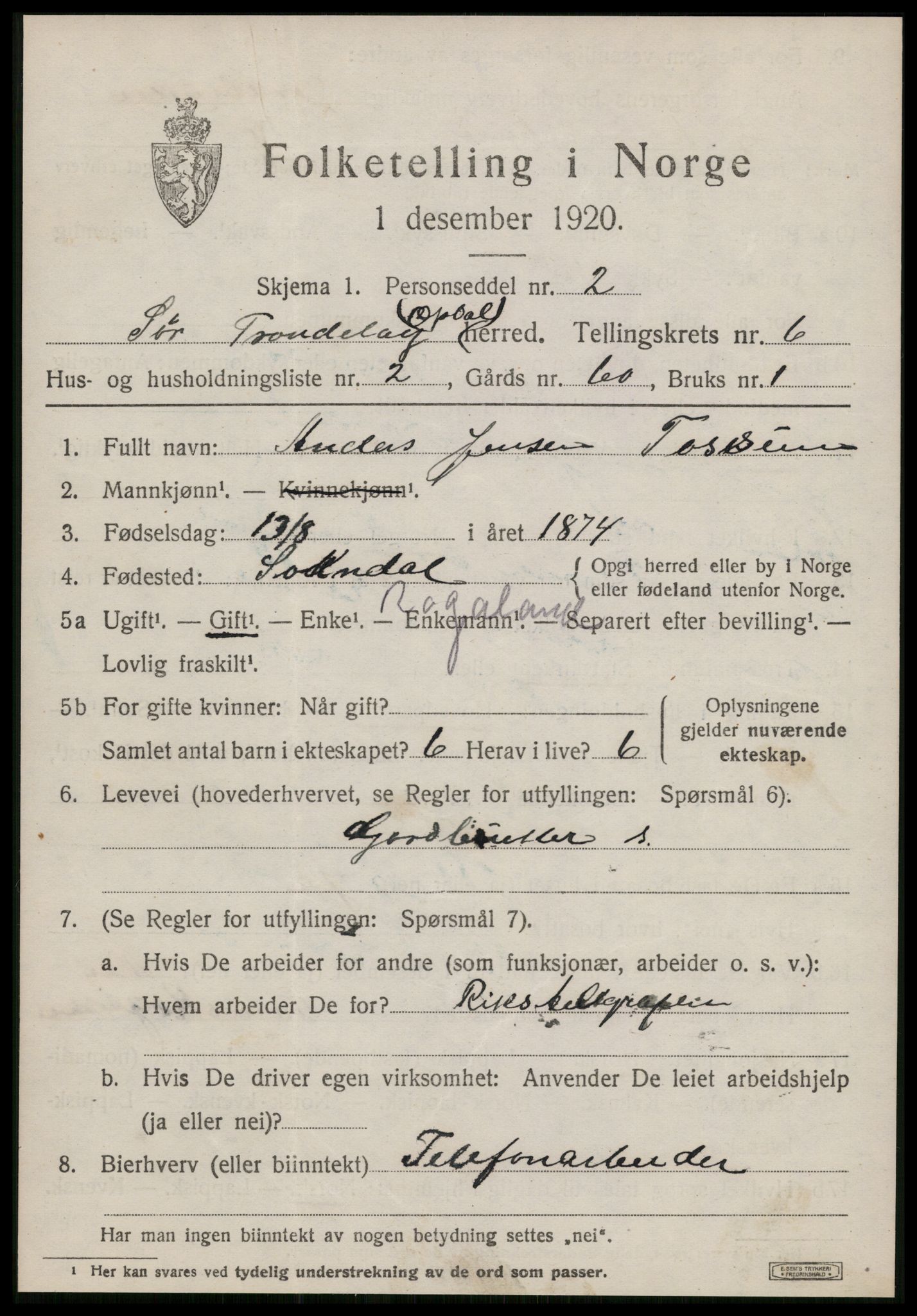 SAT, Folketelling 1920 for 1634 Oppdal herred, 1920, s. 5331