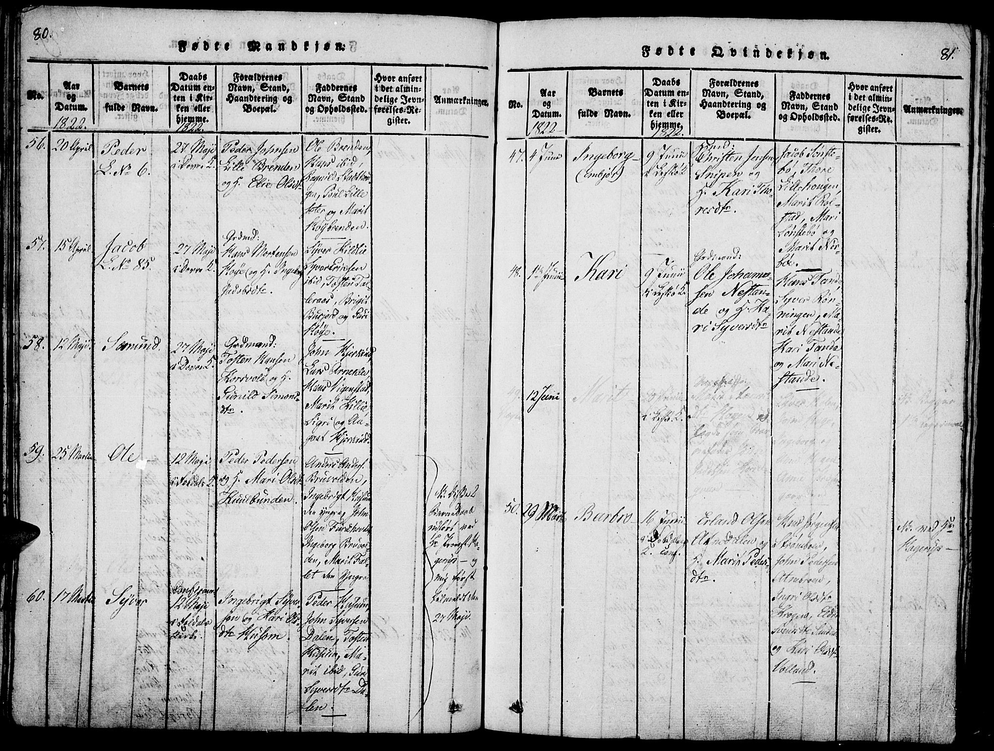Lesja prestekontor, AV/SAH-PREST-068/H/Ha/Haa/L0004: Ministerialbok nr. 4, 1820-1829, s. 80-81