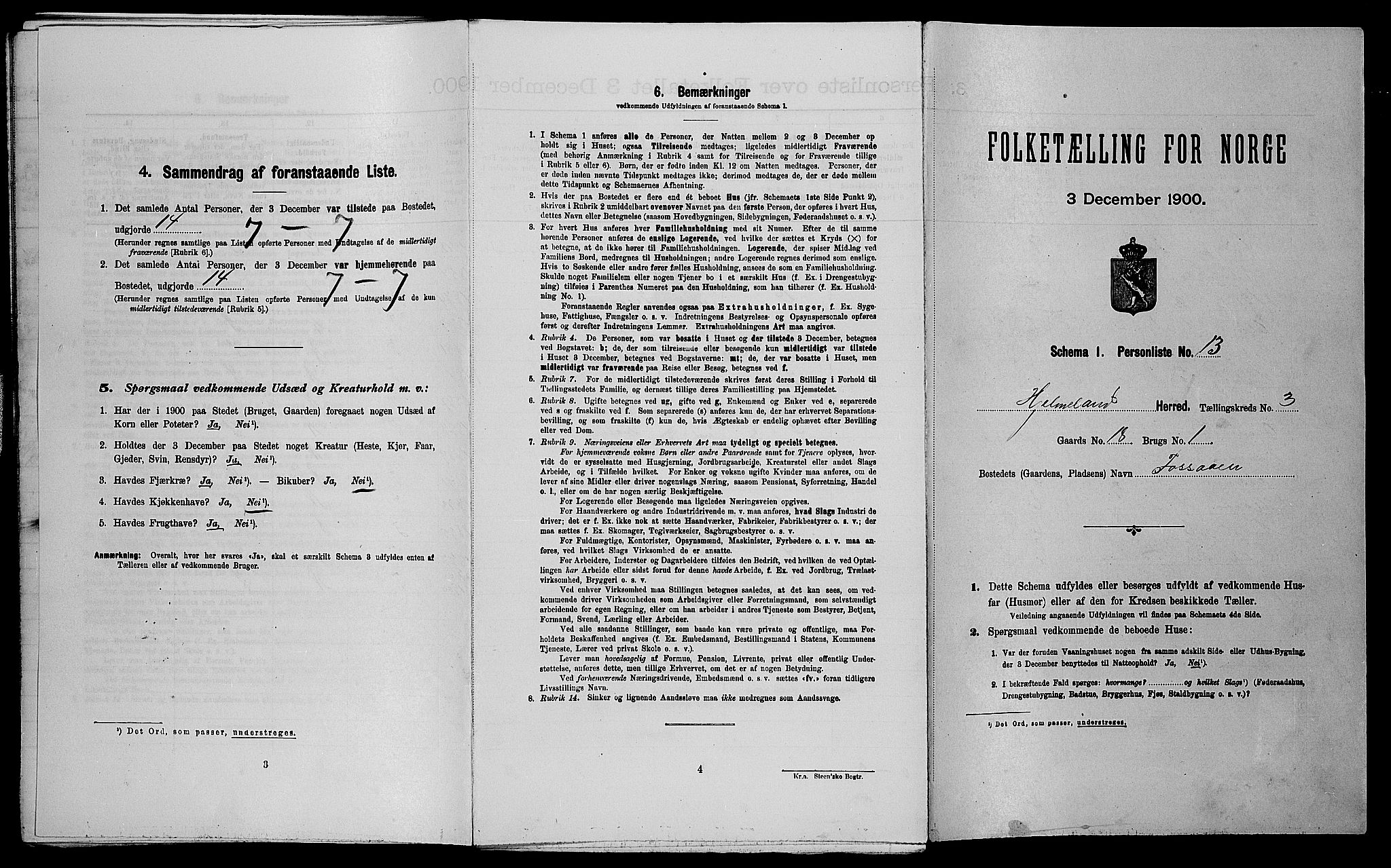 SAST, Folketelling 1900 for 1133 Hjelmeland herred, 1900, s. 224