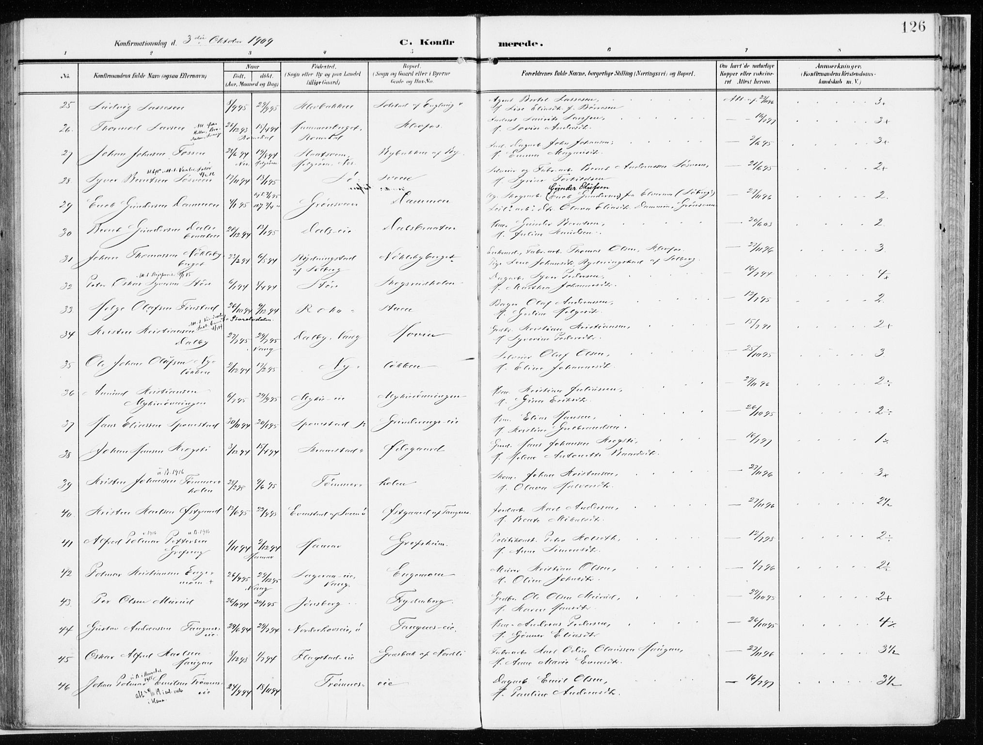 Løten prestekontor, AV/SAH-PREST-022/K/Ka/L0011: Ministerialbok nr. 11, 1908-1917, s. 126