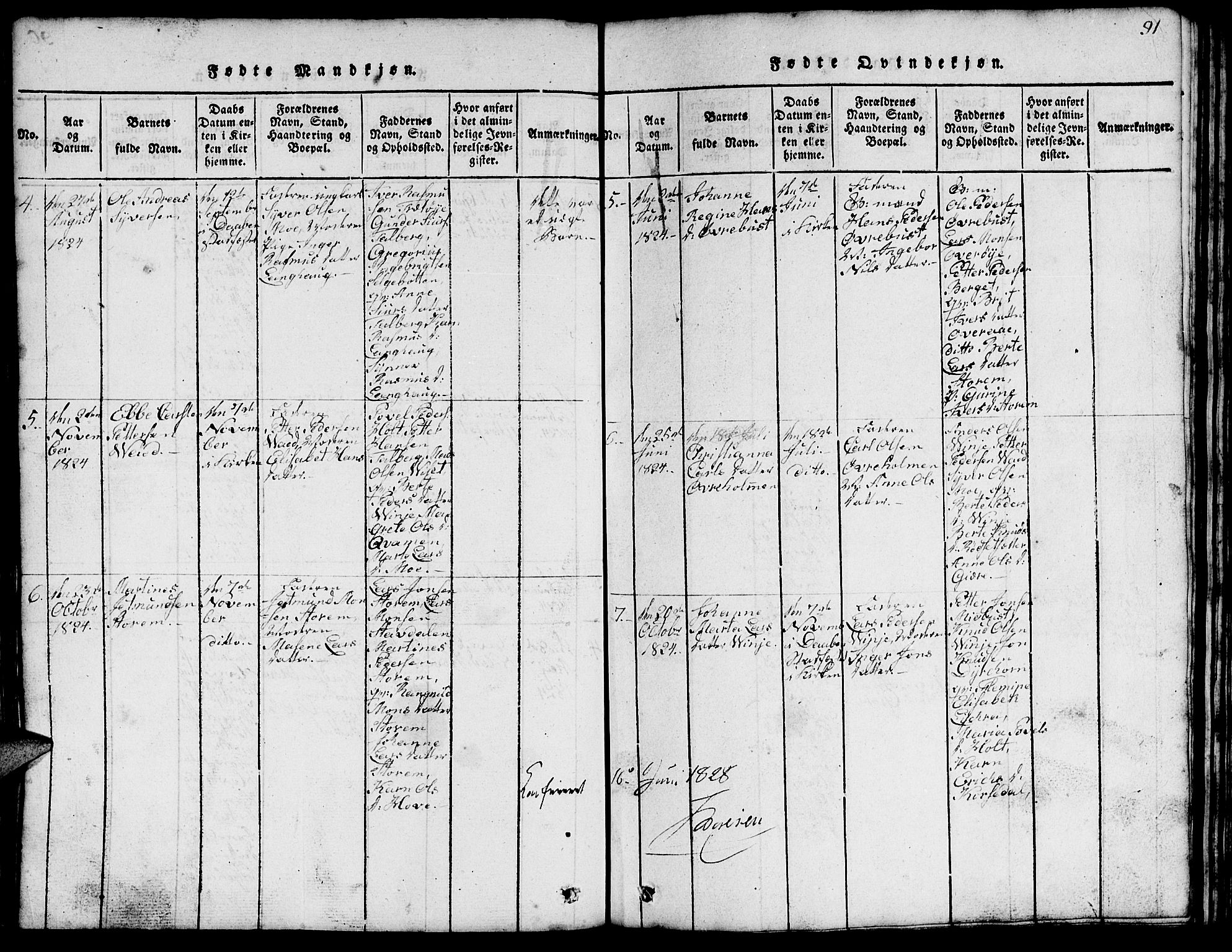 Ministerialprotokoller, klokkerbøker og fødselsregistre - Møre og Romsdal, AV/SAT-A-1454/520/L0289: Klokkerbok nr. 520C01, 1817-1837, s. 91