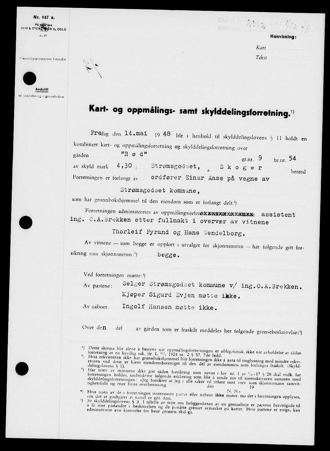 Holmestrand sorenskriveri, SAKO/A-67/G/Ga/Gaa/L0065: Pantebok nr. A-65, 1948-1949, Dagboknr: 2362/1948