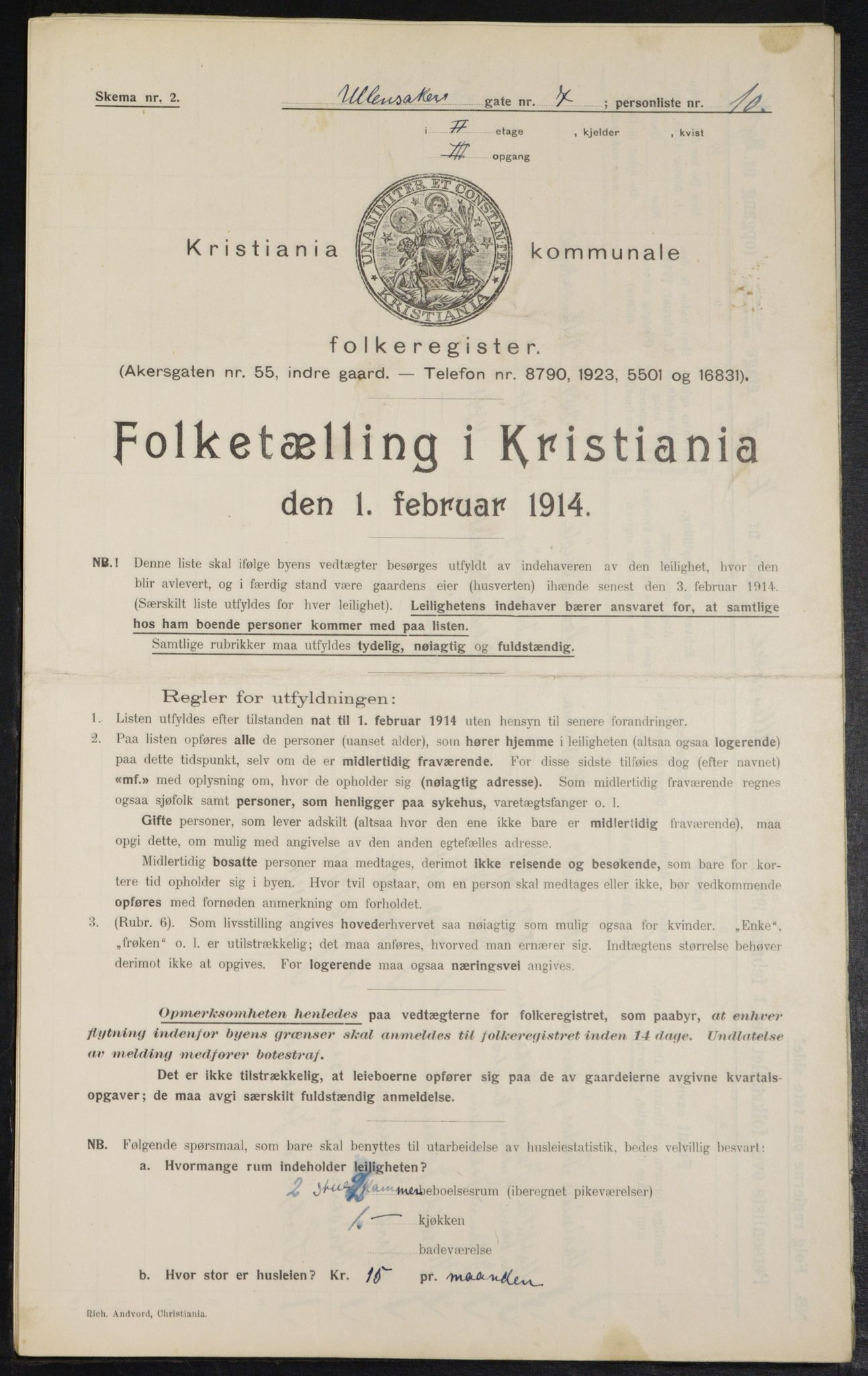 OBA, Kommunal folketelling 1.2.1914 for Kristiania, 1914, s. 119830