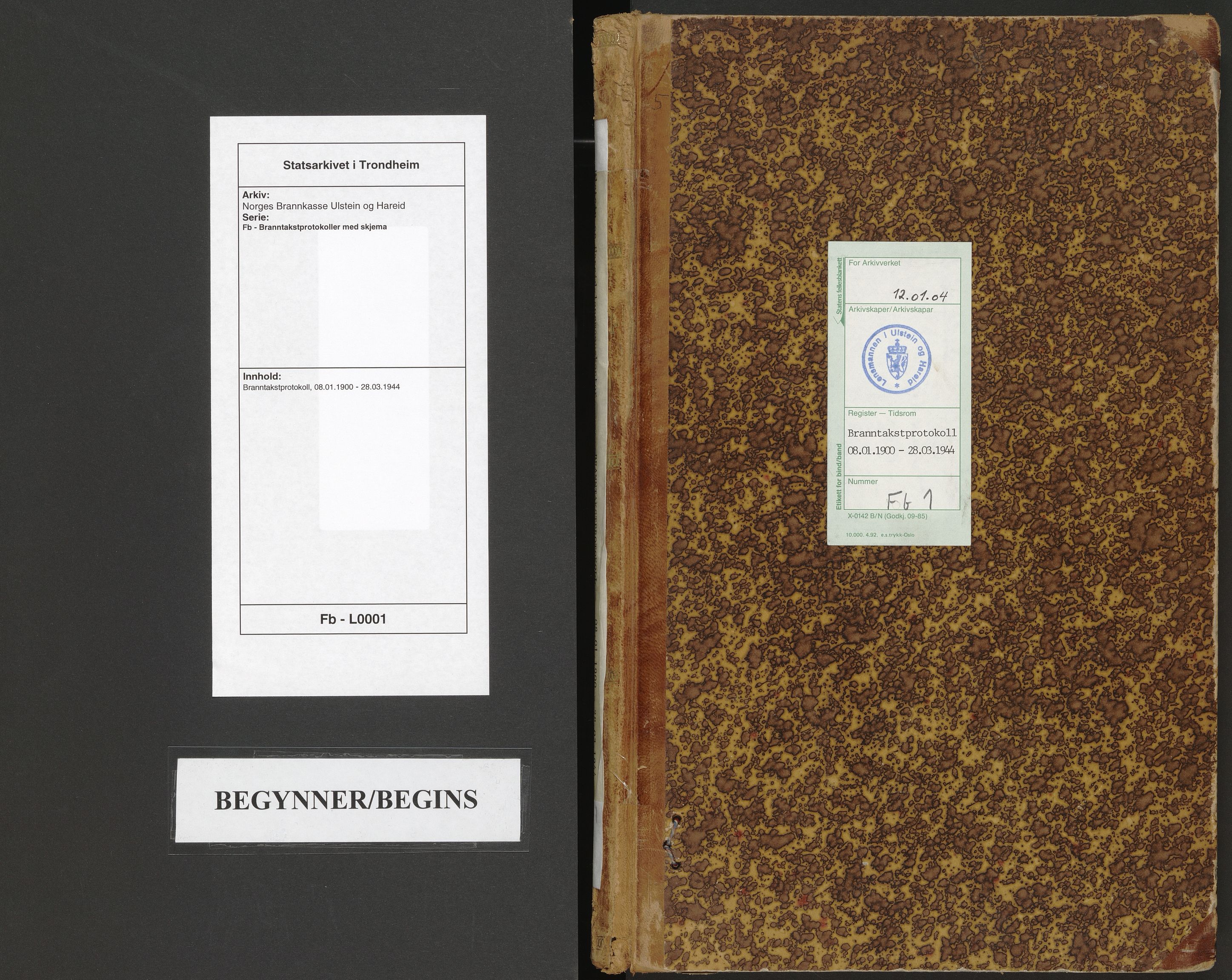 Norges Brannkasse Ulstein og Hareid, SAT/A-5487/F/Fb/L0001: Branntakstprotokoll, 1900-1944