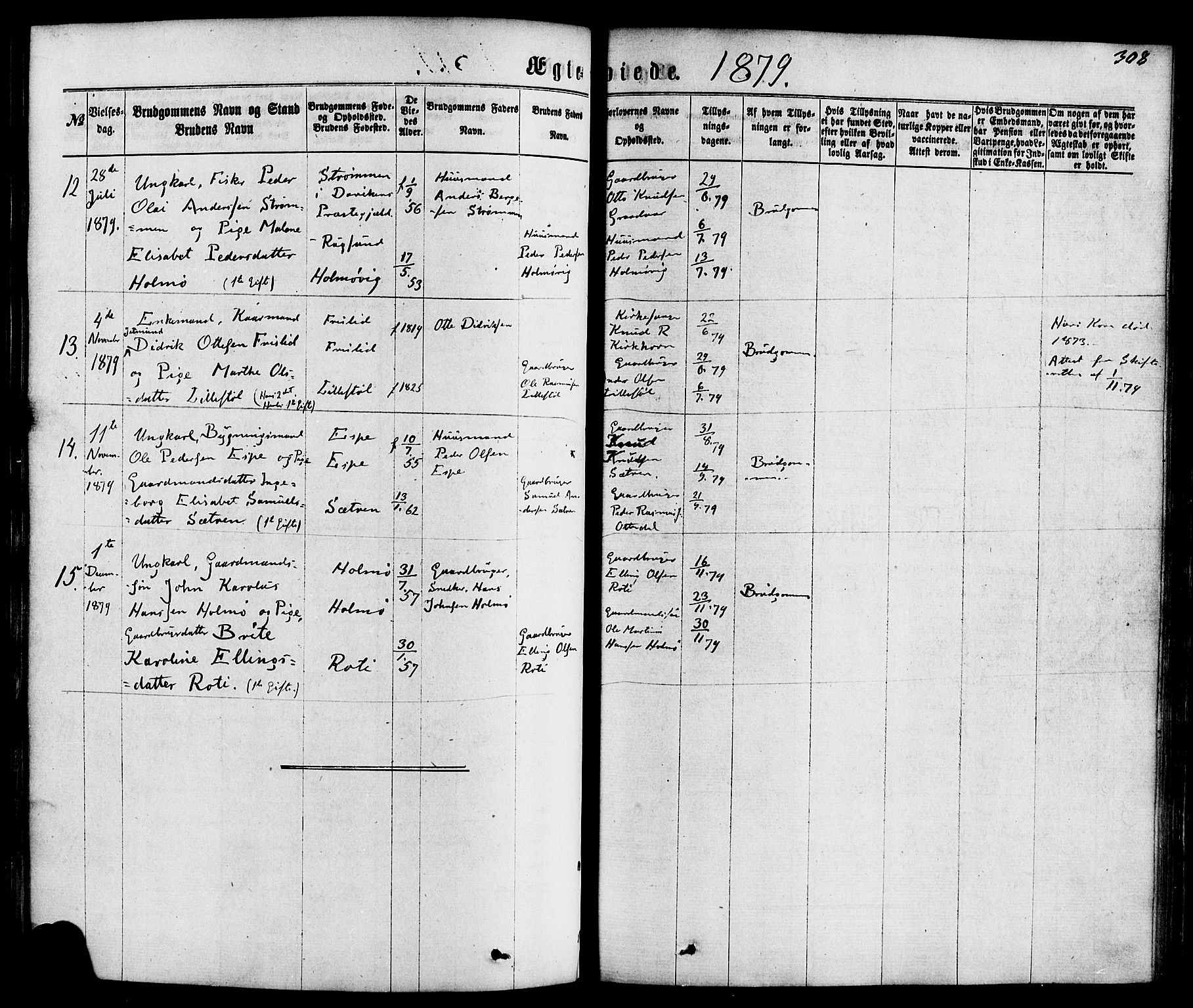 Hornindal sokneprestembete, AV/SAB-A-82401/H/Haa/Haaa/L0002: Ministerialbok nr. A 2, 1867-1884, s. 308