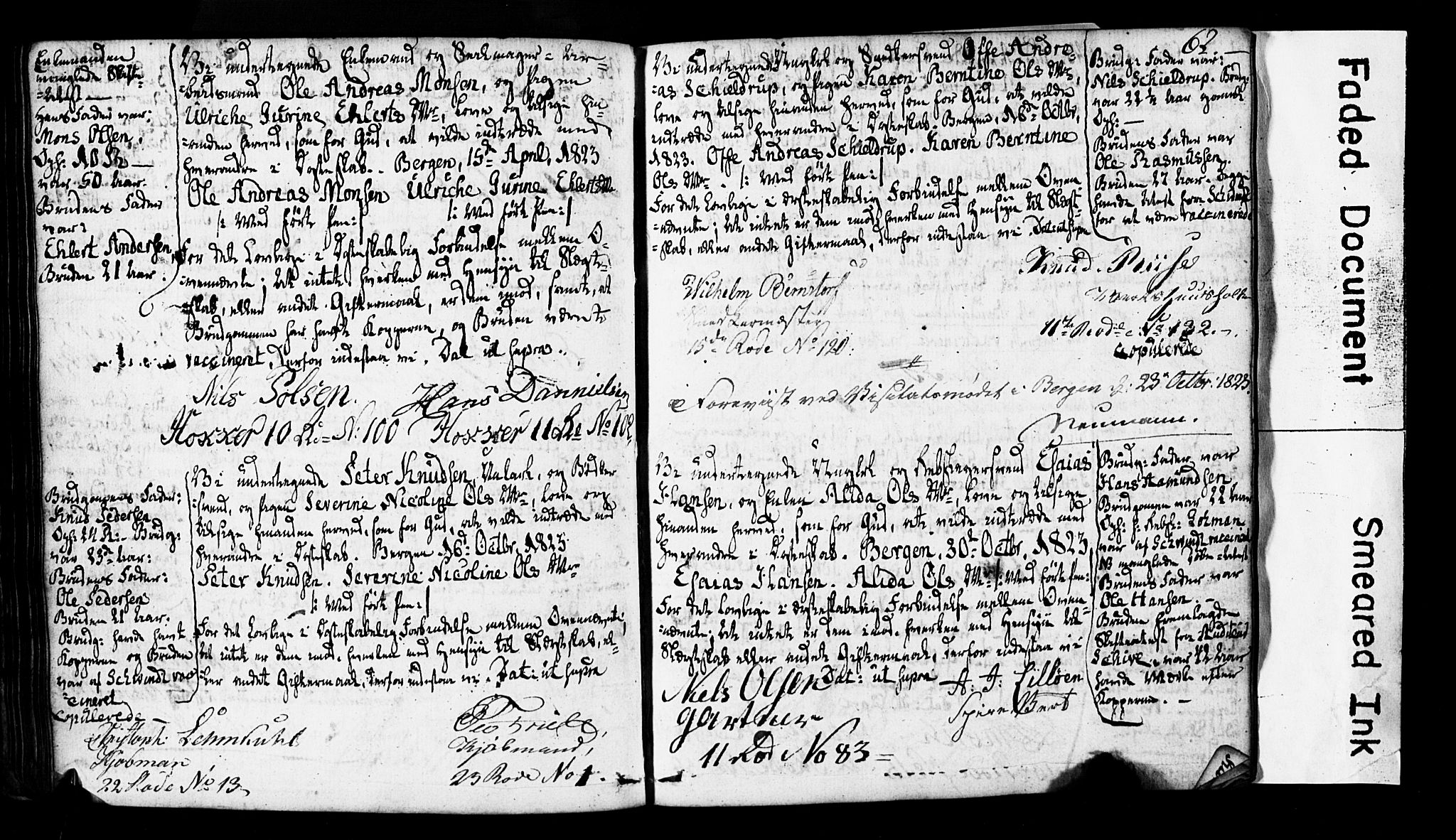 Domkirken sokneprestembete, SAB/A-74801: Forlovererklæringer nr. II.5.2, 1820-1832, s. 62