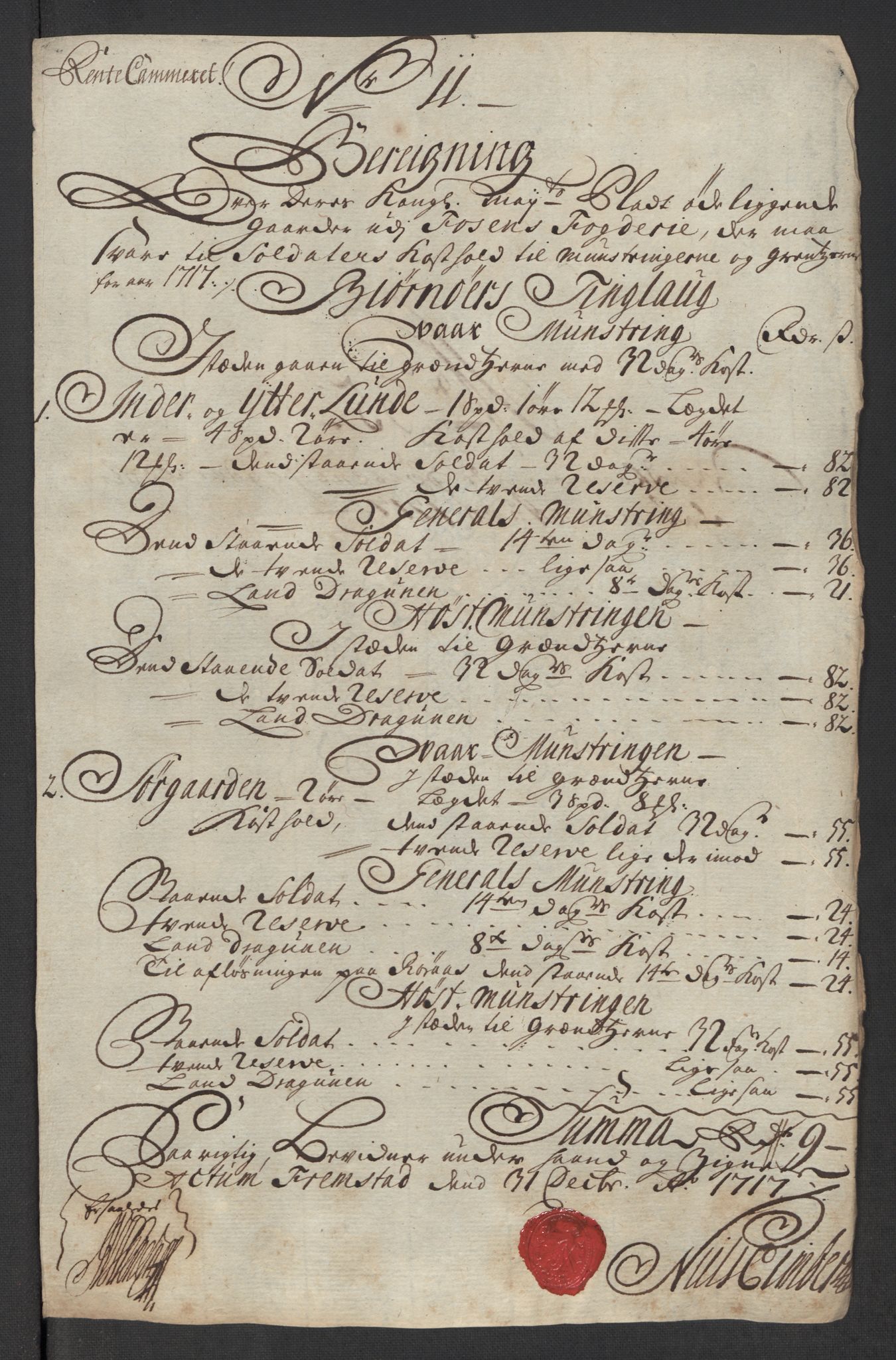 Rentekammeret inntil 1814, Reviderte regnskaper, Fogderegnskap, AV/RA-EA-4092/R57/L3865: Fogderegnskap Fosen, 1717, s. 225
