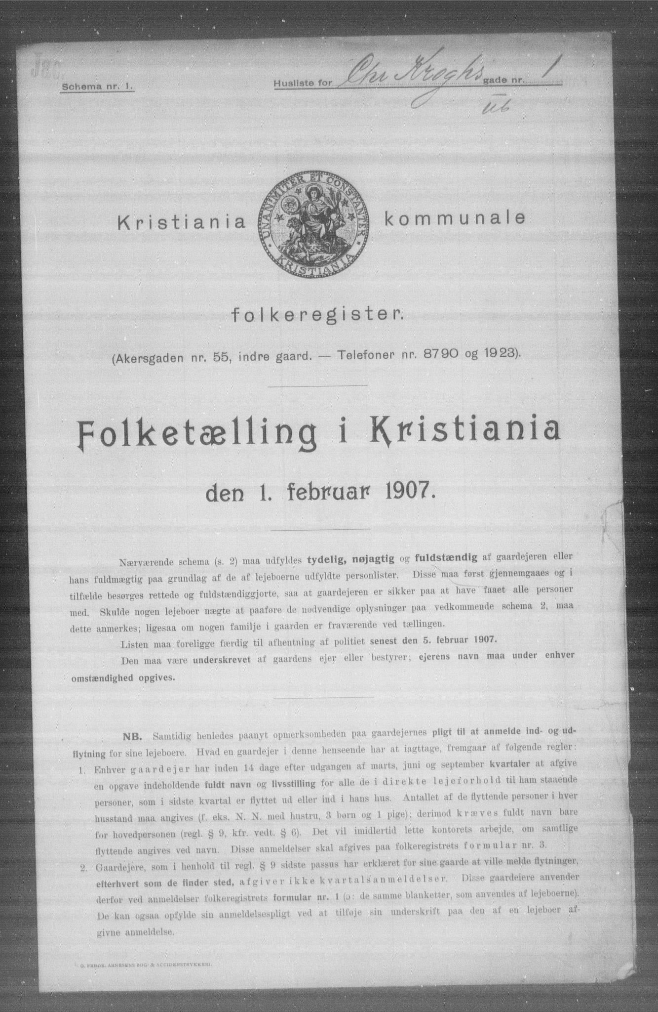 OBA, Kommunal folketelling 1.2.1907 for Kristiania kjøpstad, 1907, s. 6050