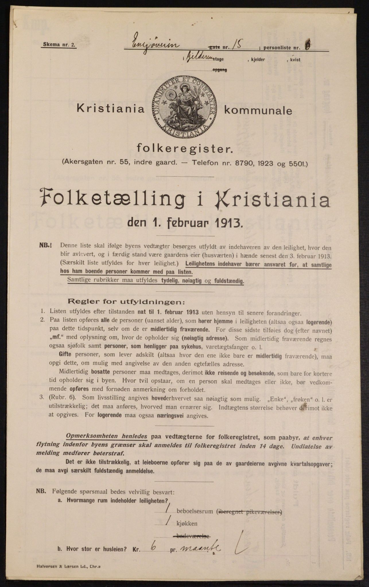 OBA, Kommunal folketelling 1.2.1913 for Kristiania, 1913, s. 22064