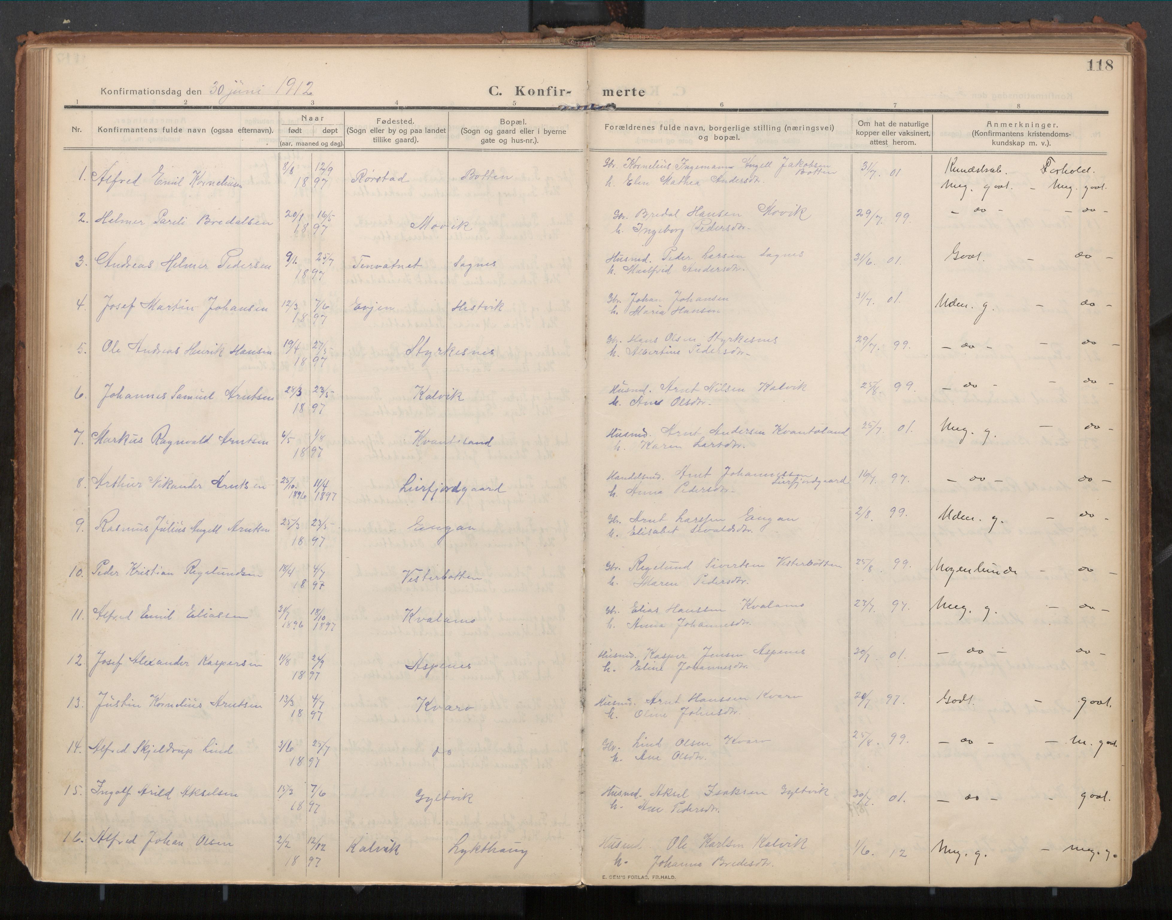 Ministerialprotokoller, klokkerbøker og fødselsregistre - Nordland, SAT/A-1459/854/L0784: Ministerialbok nr. 854A07, 1910-1922, s. 118