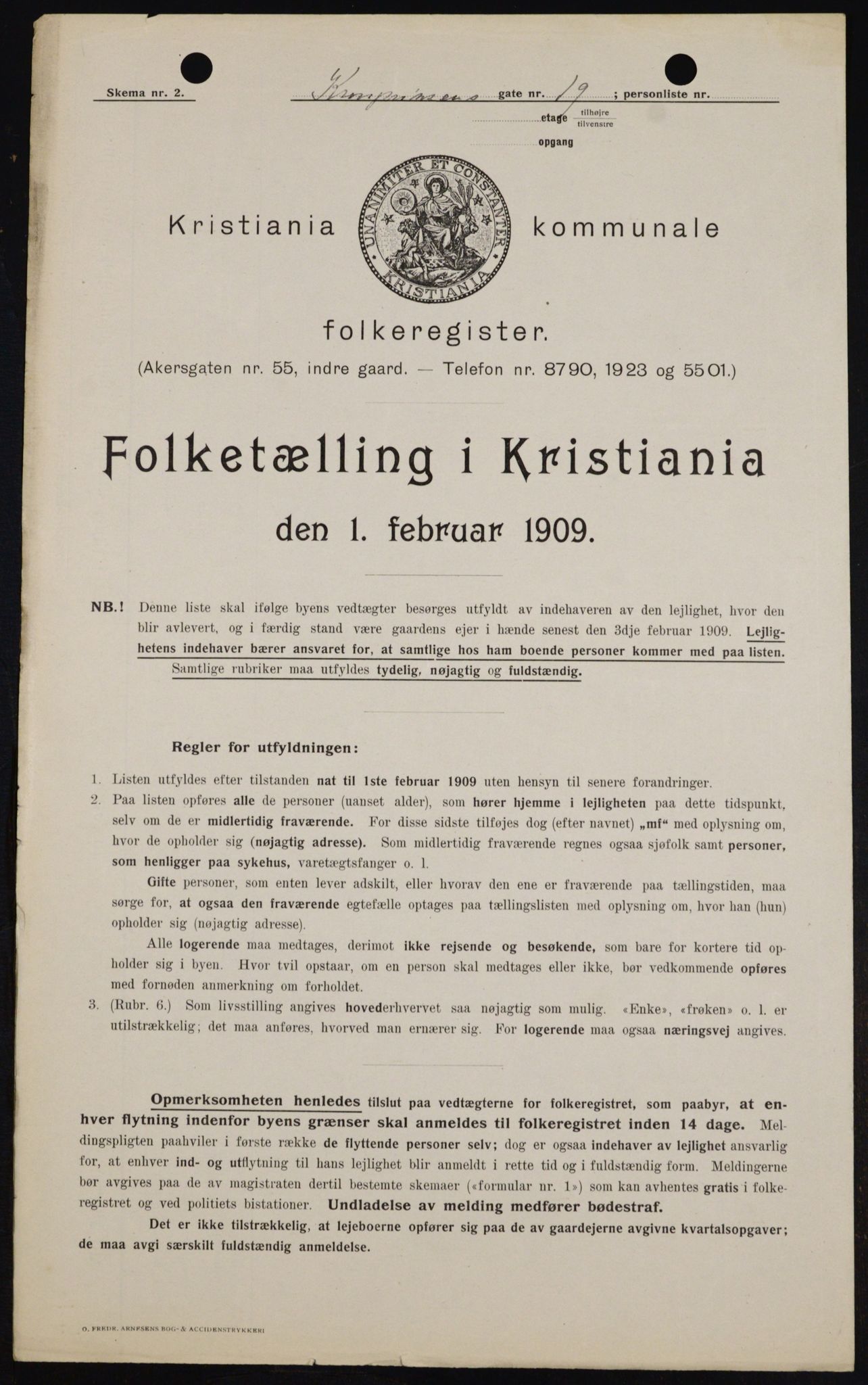 OBA, Kommunal folketelling 1.2.1909 for Kristiania kjøpstad, 1909, s. 50185