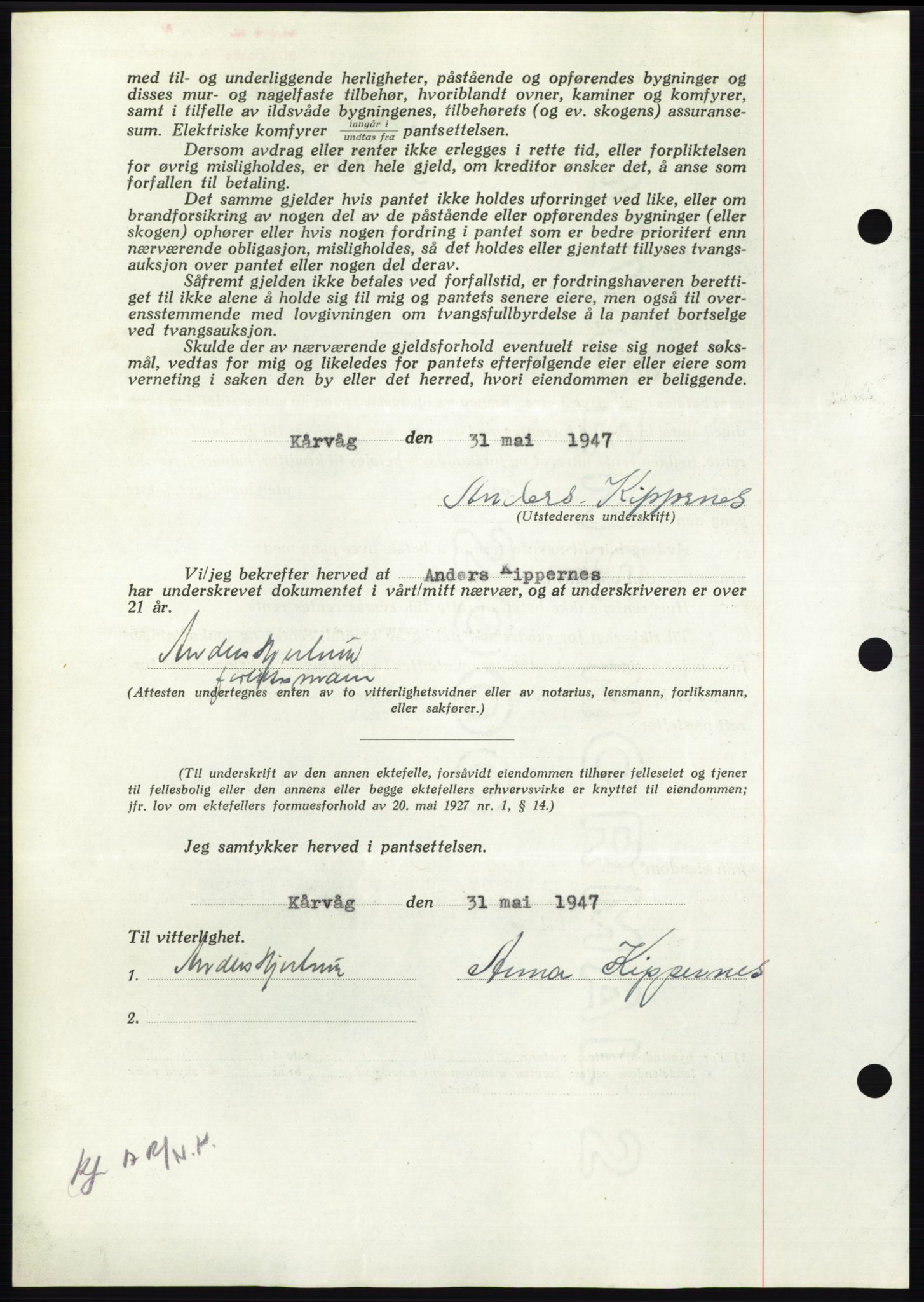 Nordmøre sorenskriveri, AV/SAT-A-4132/1/2/2Ca: Pantebok nr. B96, 1947-1947, Dagboknr: 1251/1947