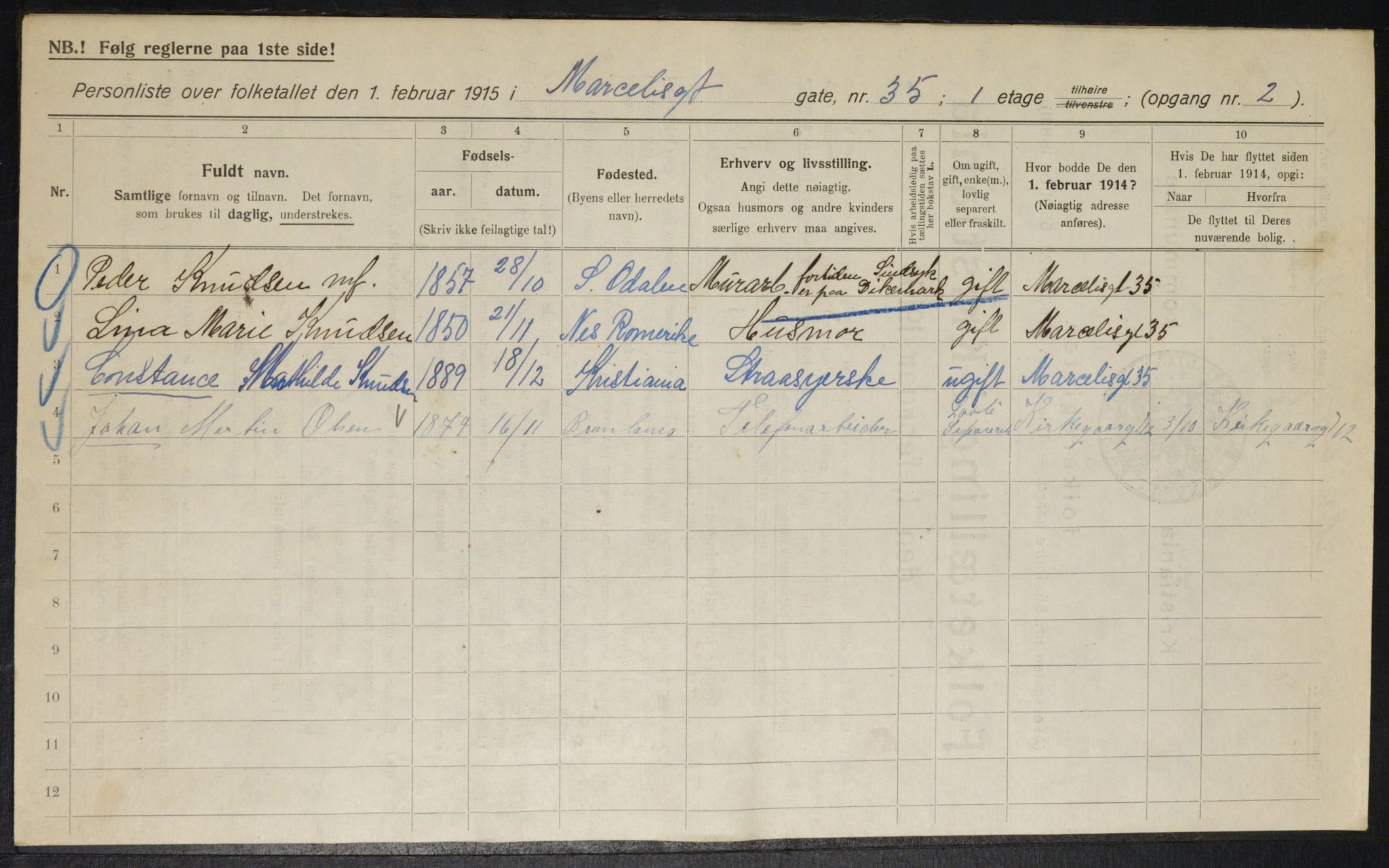 OBA, Kommunal folketelling 1.2.1915 for Kristiania, 1915, s. 64087