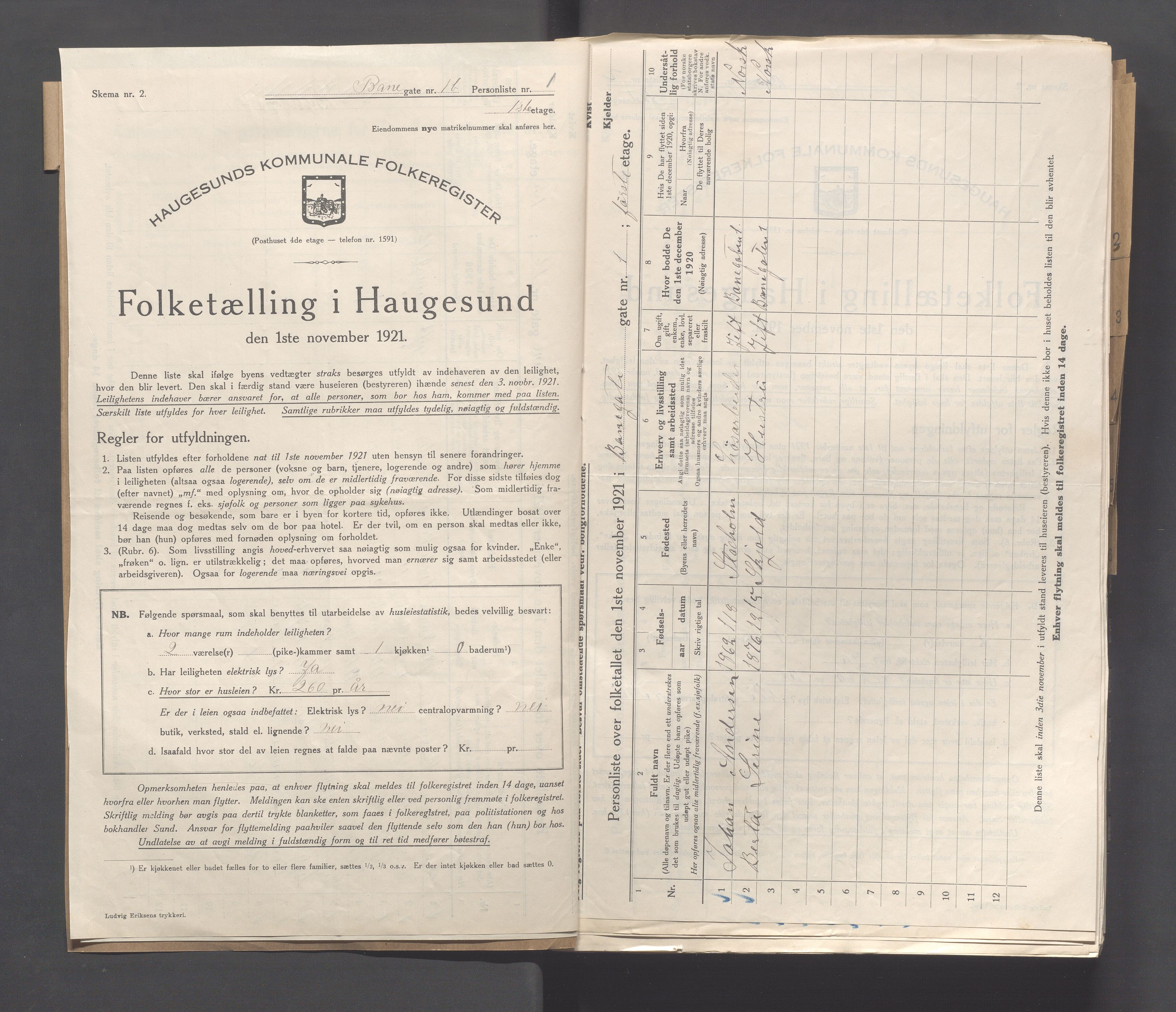 IKAR, Kommunal folketelling 1.11.1921 for Haugesund, 1921, s. 97