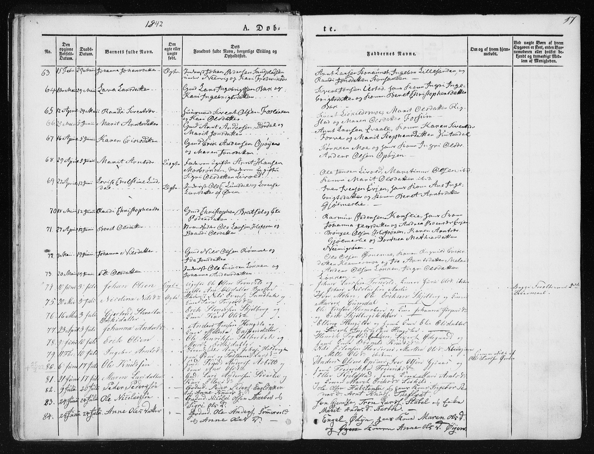 Ministerialprotokoller, klokkerbøker og fødselsregistre - Sør-Trøndelag, SAT/A-1456/668/L0805: Ministerialbok nr. 668A05, 1840-1853, s. 17