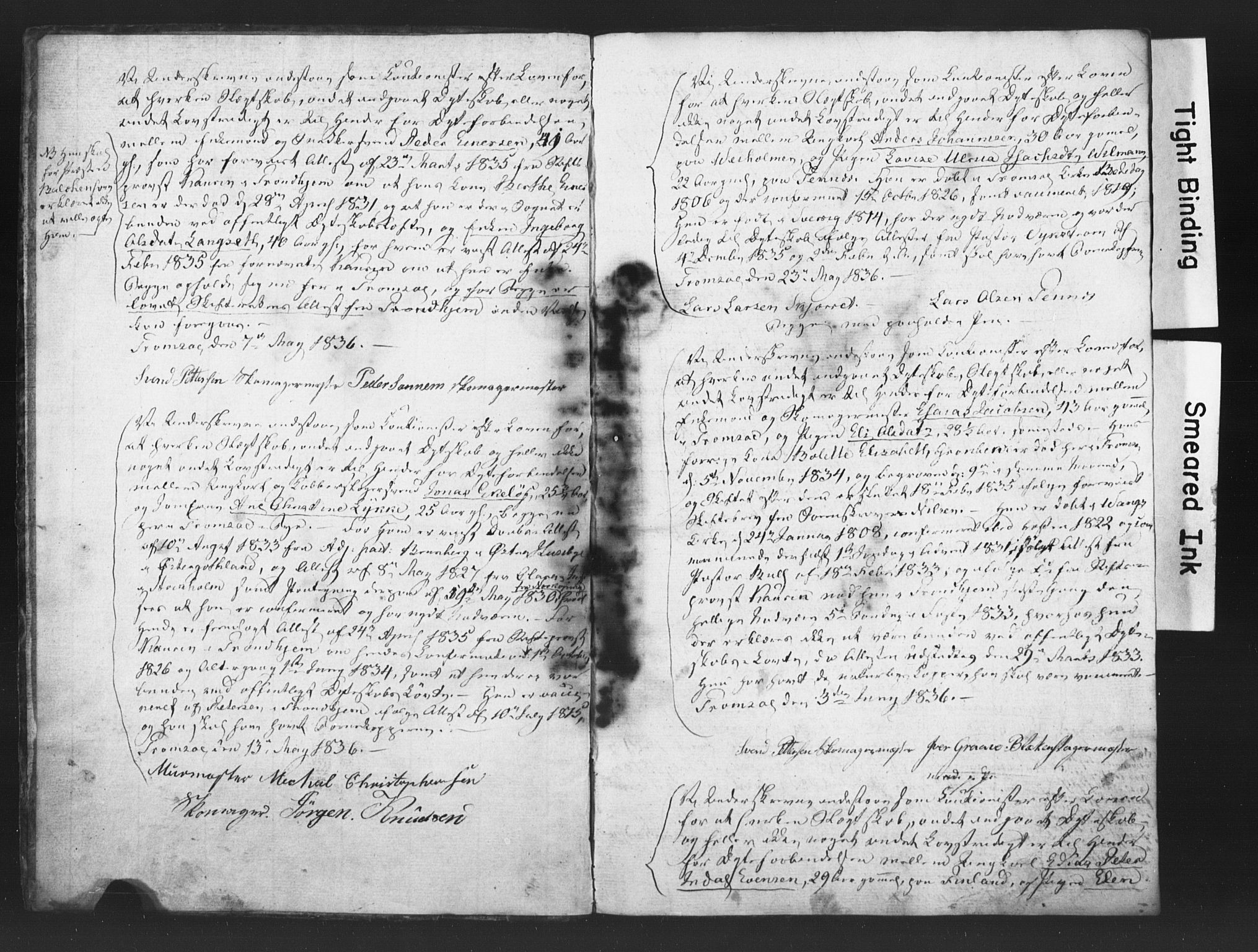 Tromsø sokneprestkontor/stiftsprosti/domprosti, AV/SATØ-S-1343/H/Hc/L0095: Forlovererklæringer nr. 1, 1836-1838